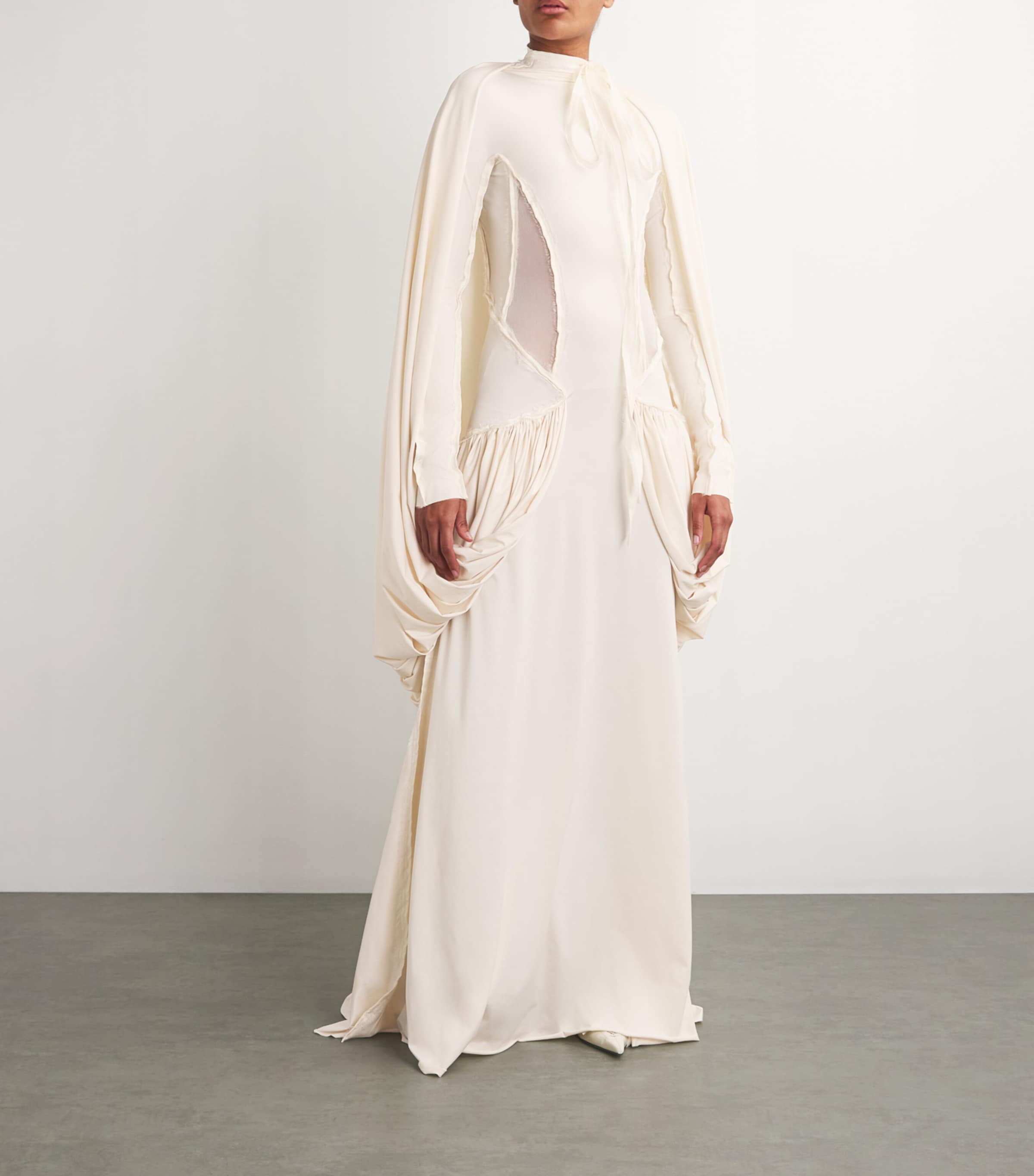 Fitted Mylaya Long-Sleeve Gown WHITE Image 2