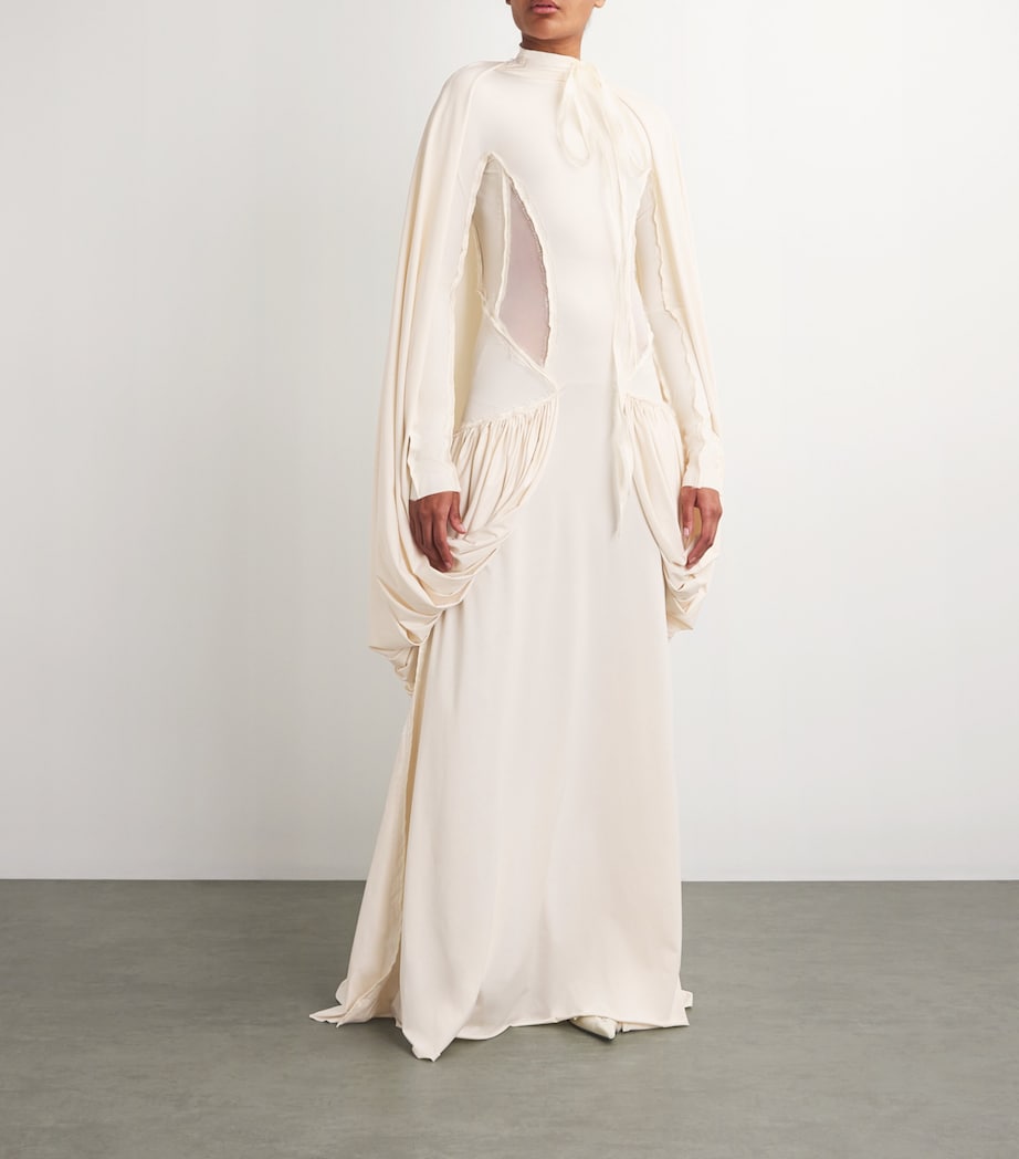 Fitted Mylaya Long-Sleeve Gown WHITE Image 2