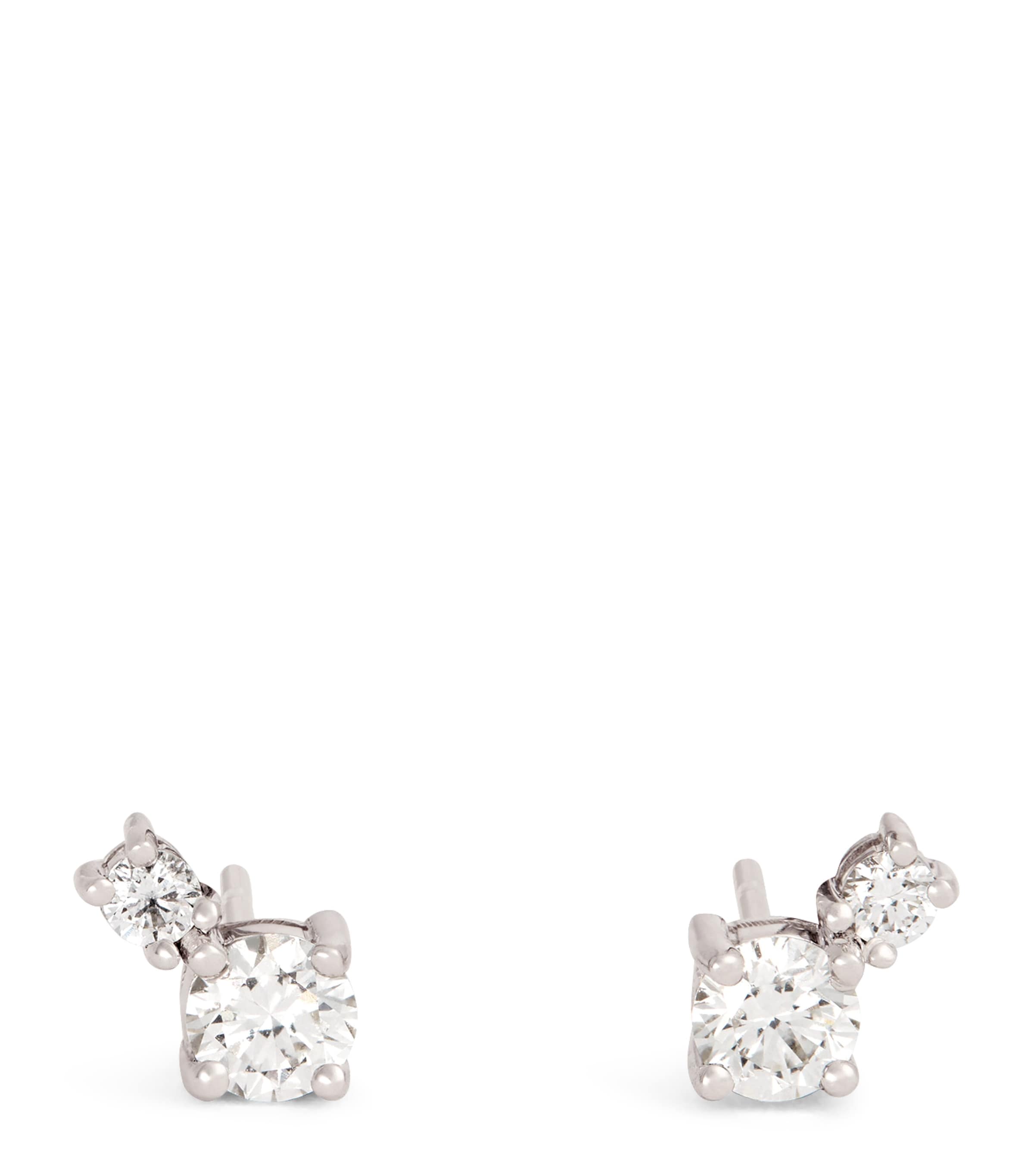 Melissa Kaye White Gold And Diamond Stella Double Stud Earrings In White