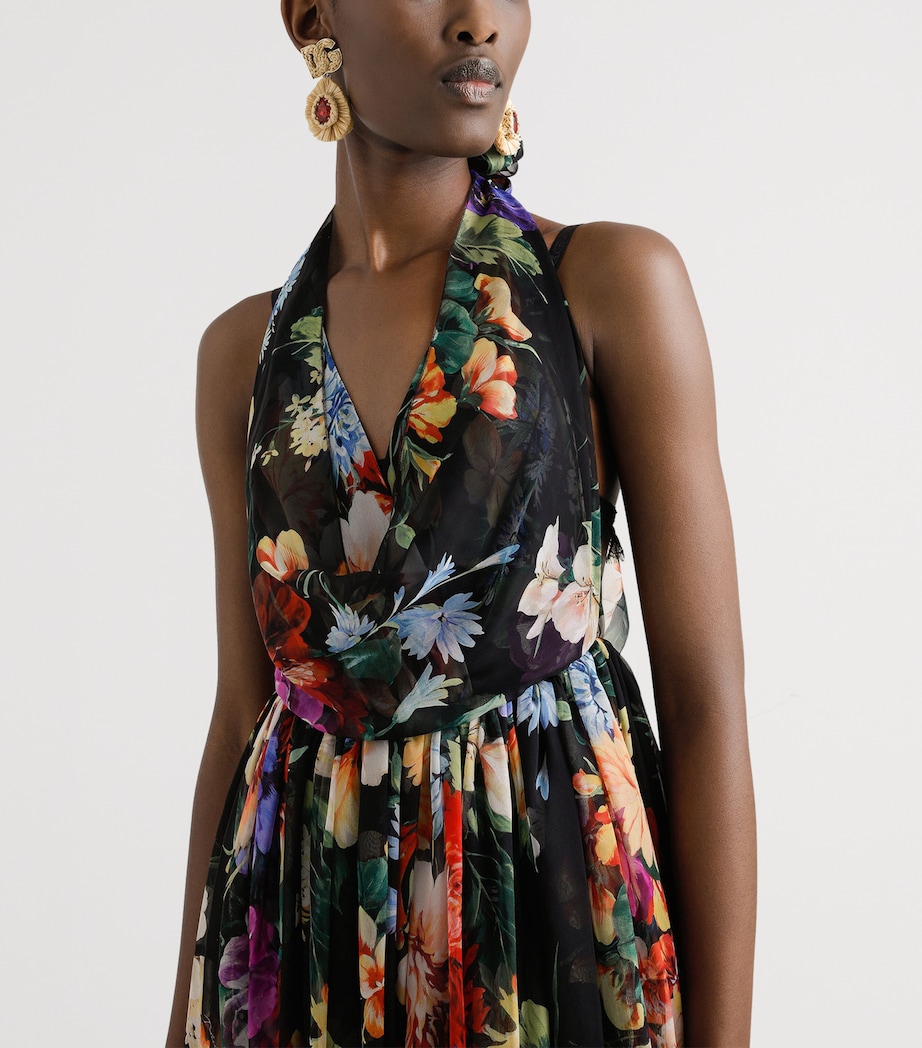 Silk Floral Maxi Dress HN5PC-B.FIORI CRET. Image 4