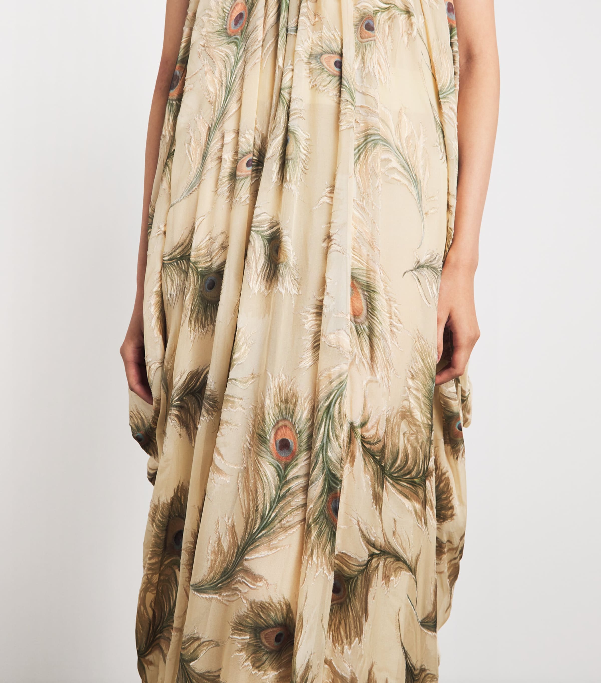 Zimmermann Womens Silk Printed Burnout Halter Maxi Dress Cream Feather Image 6