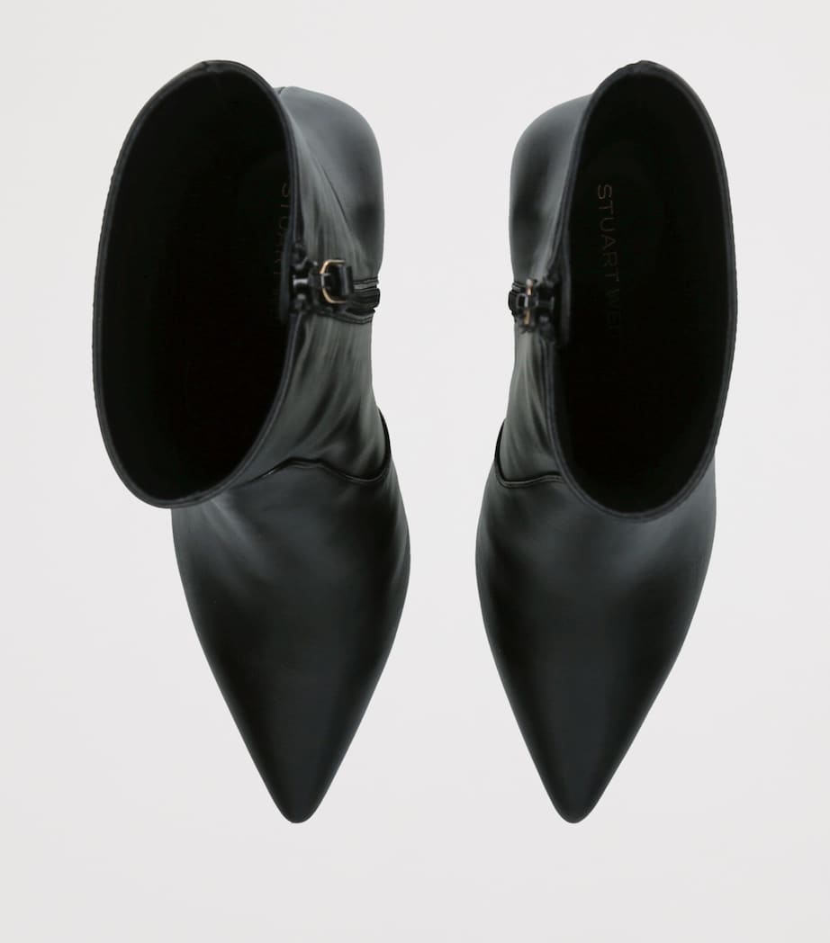 Stuart Weitzman Leather Vinnie Ankle Boots 85 Black Image 3