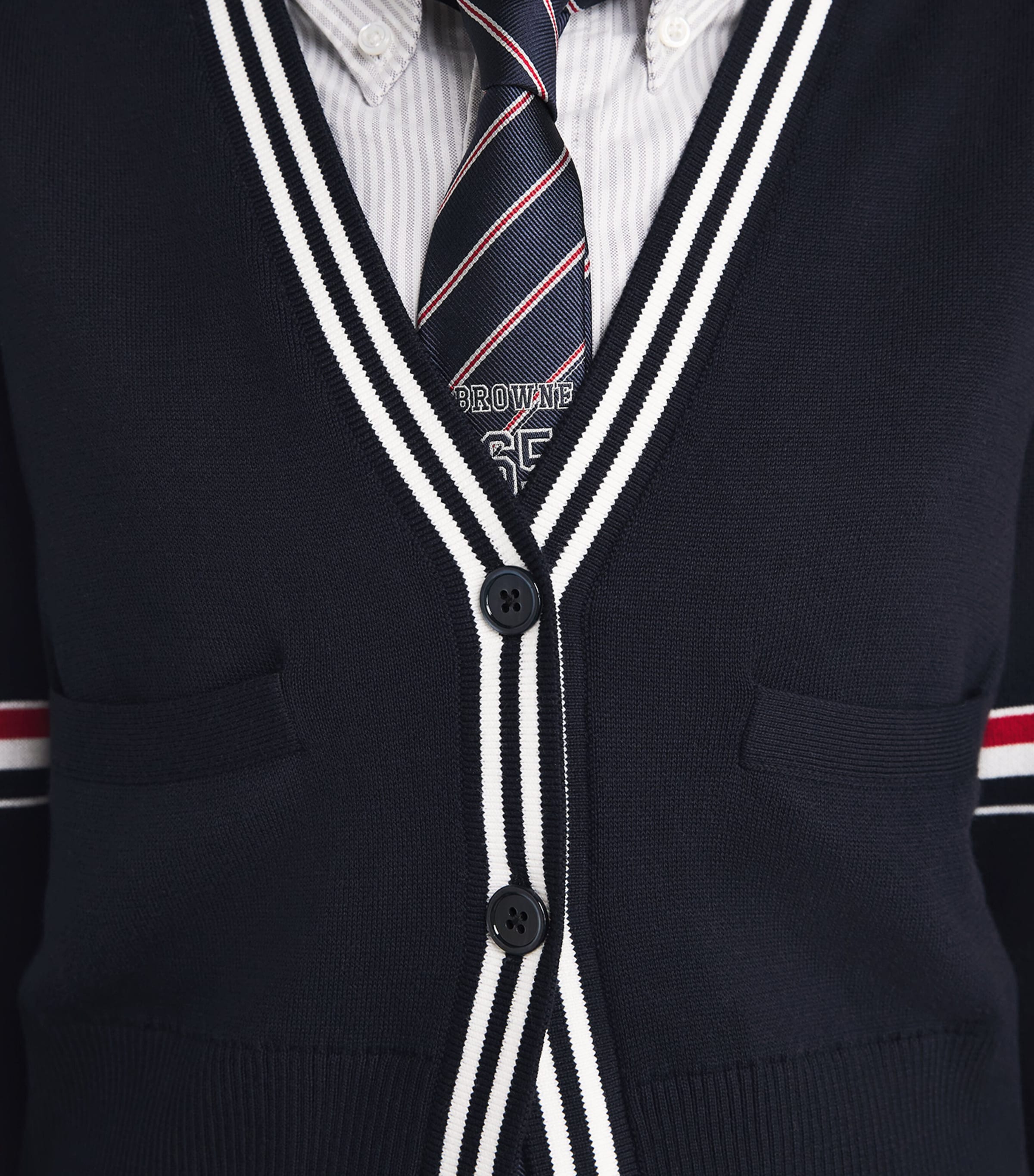 Thom Browne Womens Cotton Sailboat Cardigan Navy Image 3