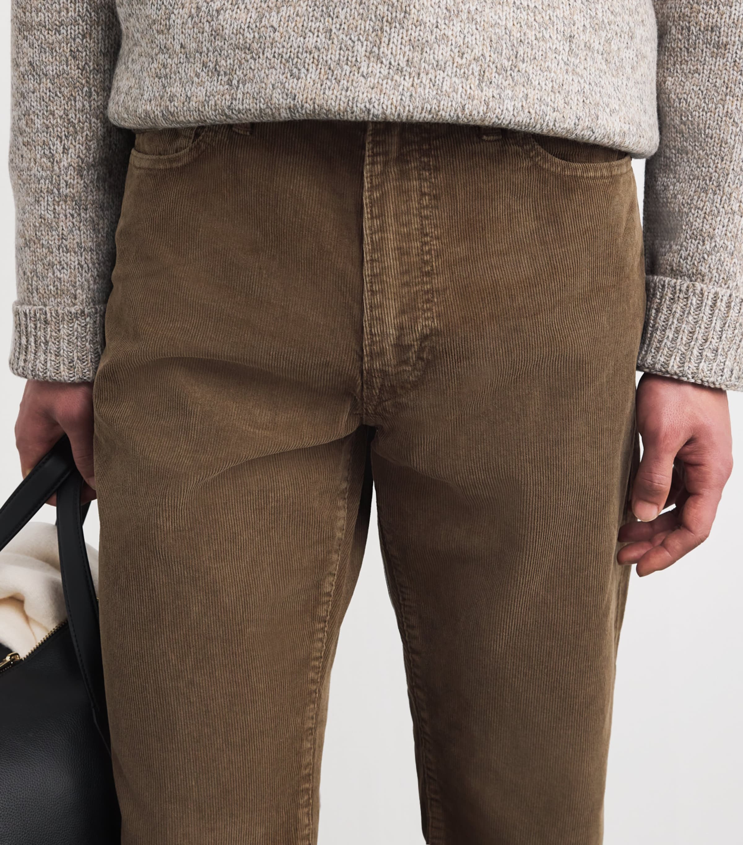 Cotton Corduroy Straight Fit Trousers BROWN SOFT FADE Image 6