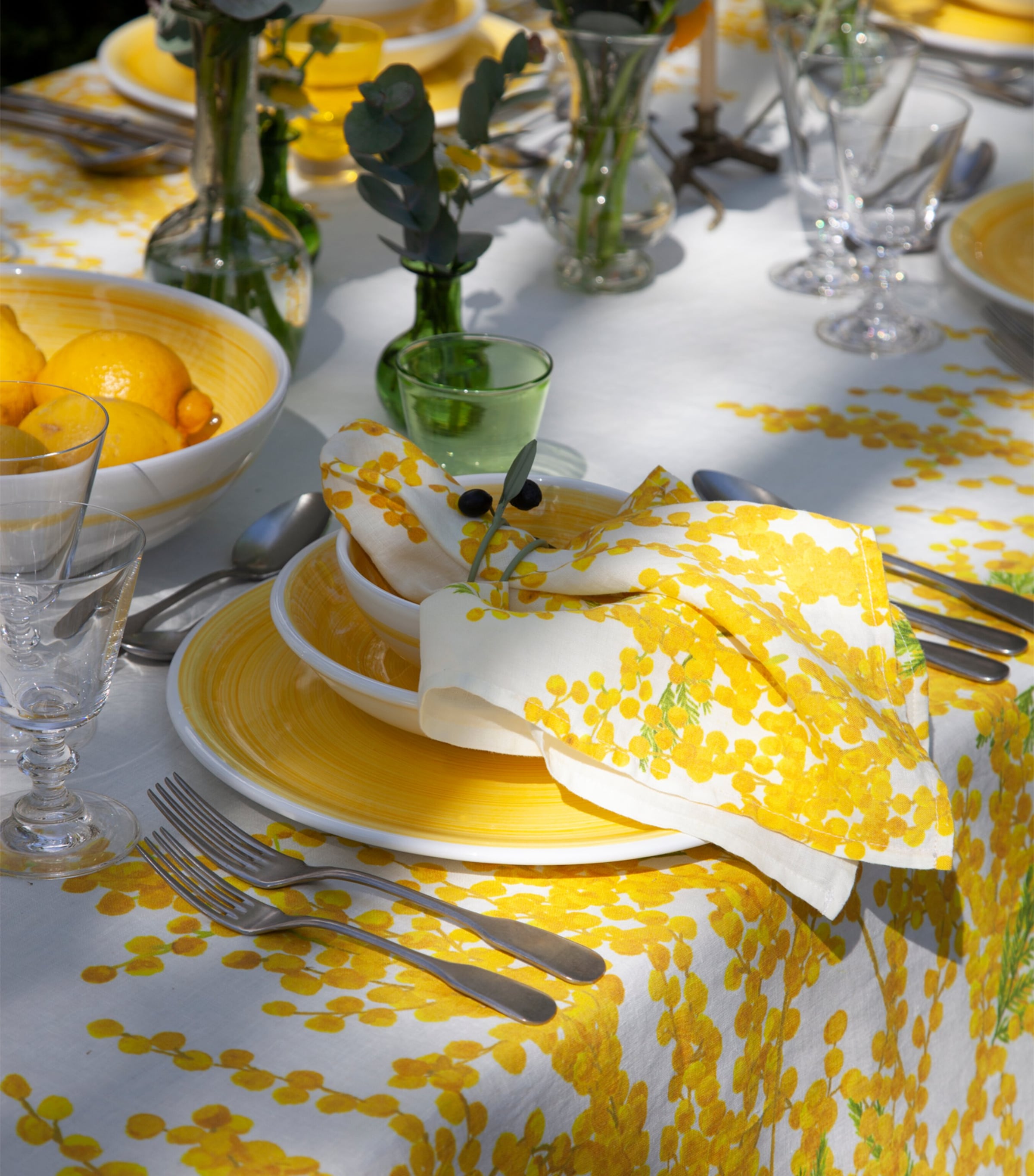Linen Mimosa Tablecloth (165cm x 380cm) YELLOW Image 5