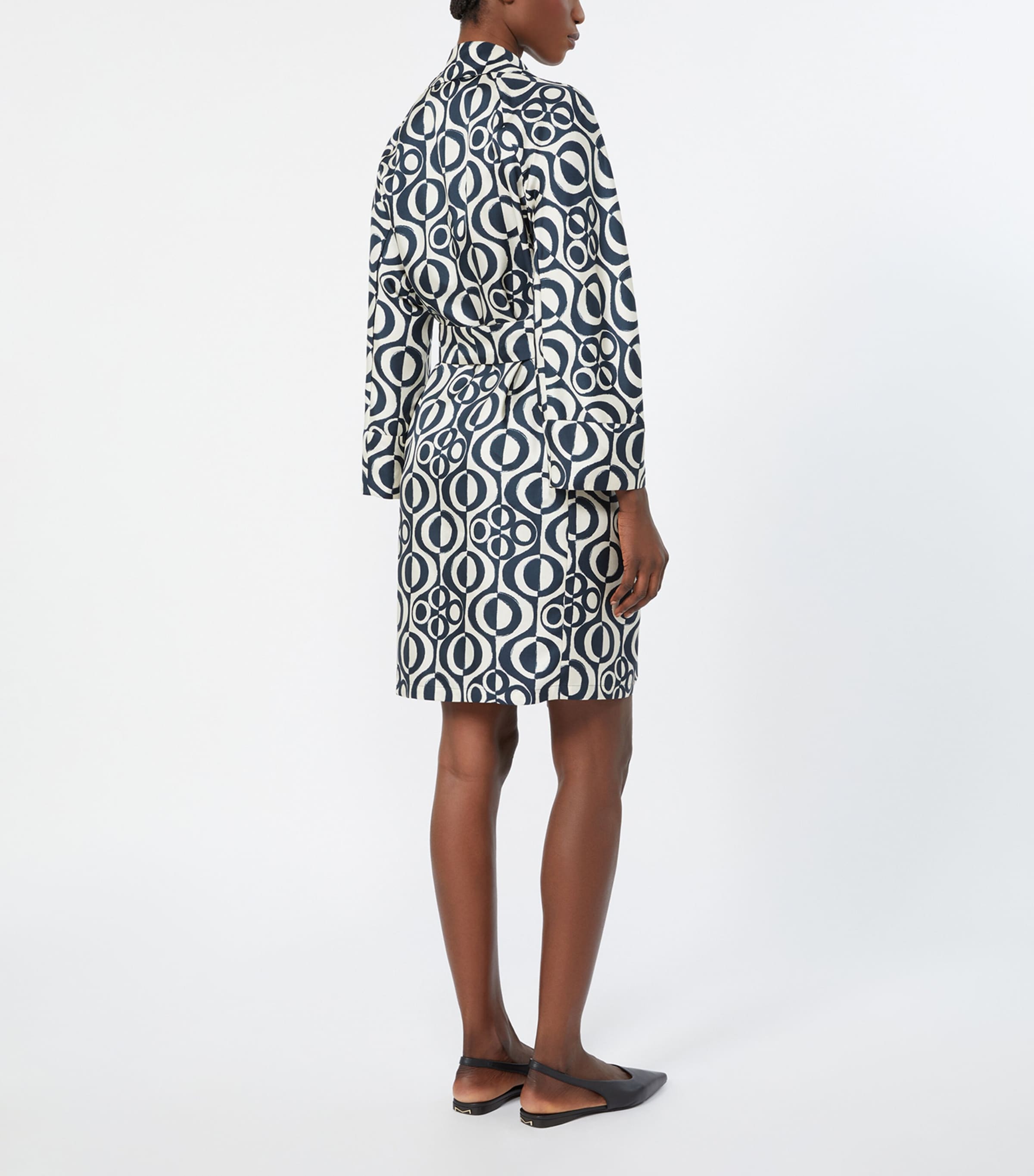 Max Mara Womens Silk Graphic Mini Wrap Dress Ultramarine Image 4