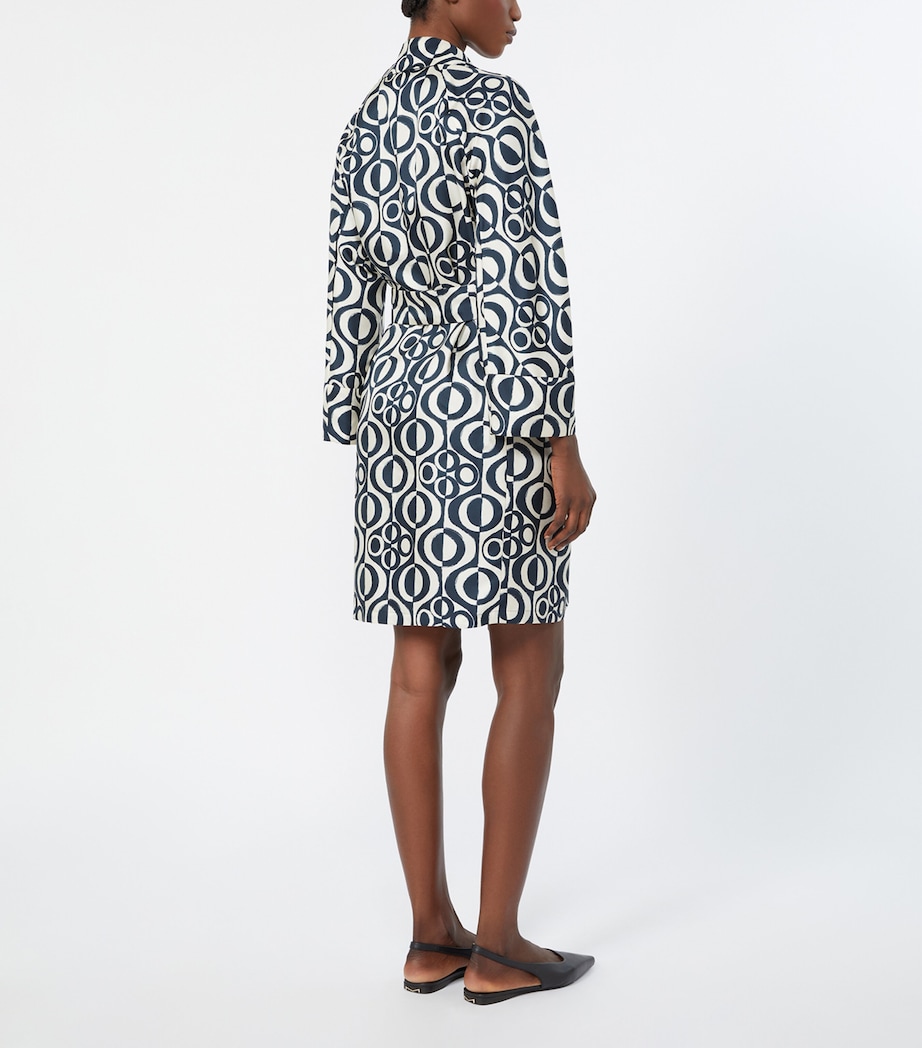 Max Mara Womens Silk Graphic Mini Wrap Dress Ultramarine Image 4