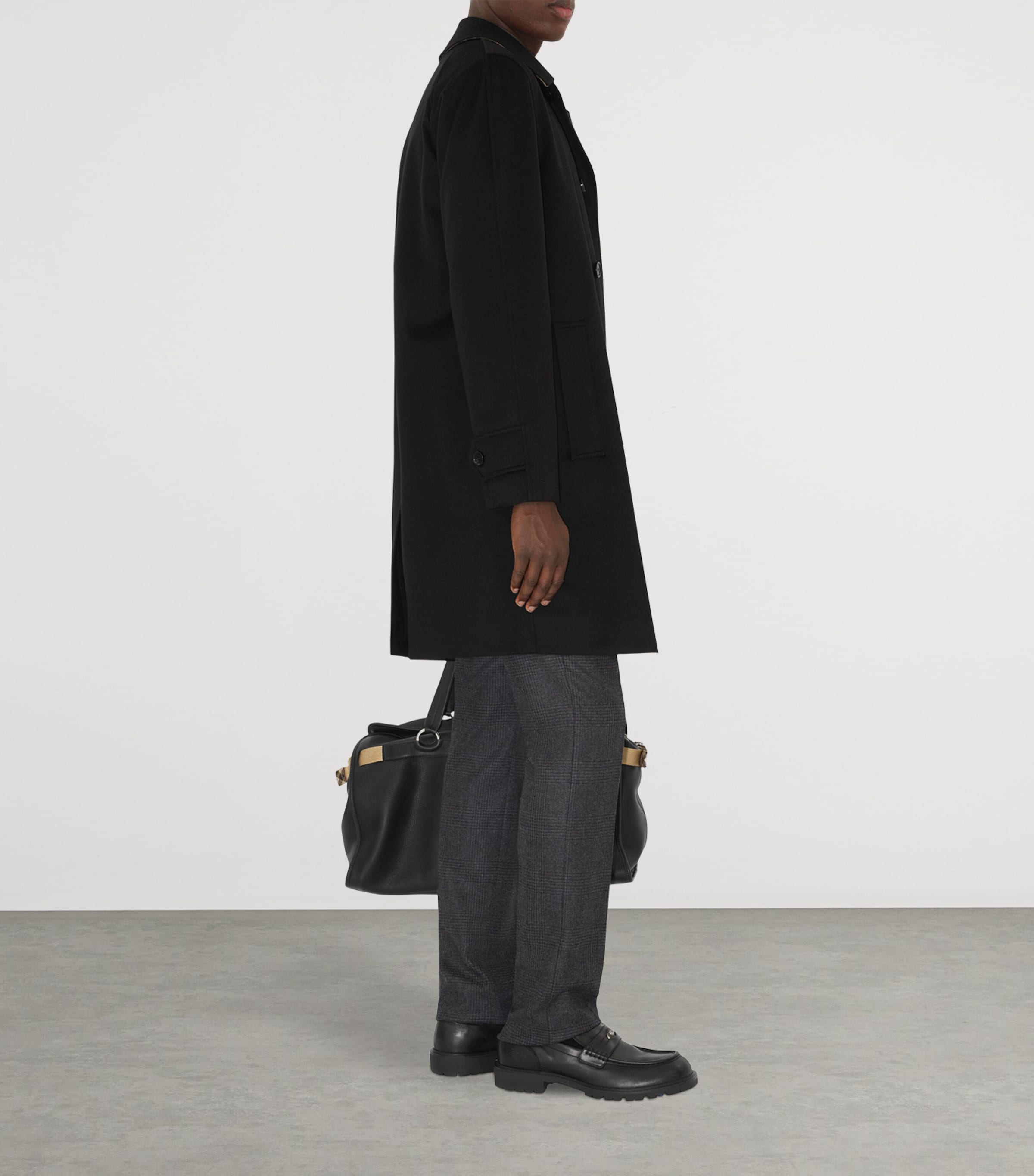 Cashmere Mid-Length Car Coat BLACK Image 3