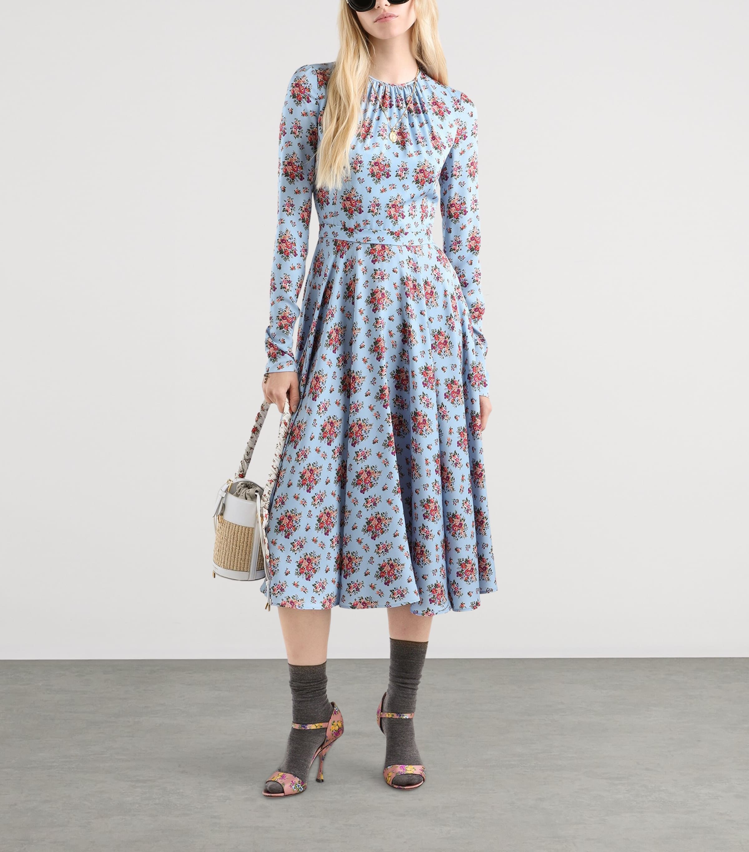 Dolce&Gabbana Womens Stretch-Silk Floral Maxi Dress Mazz Image 2