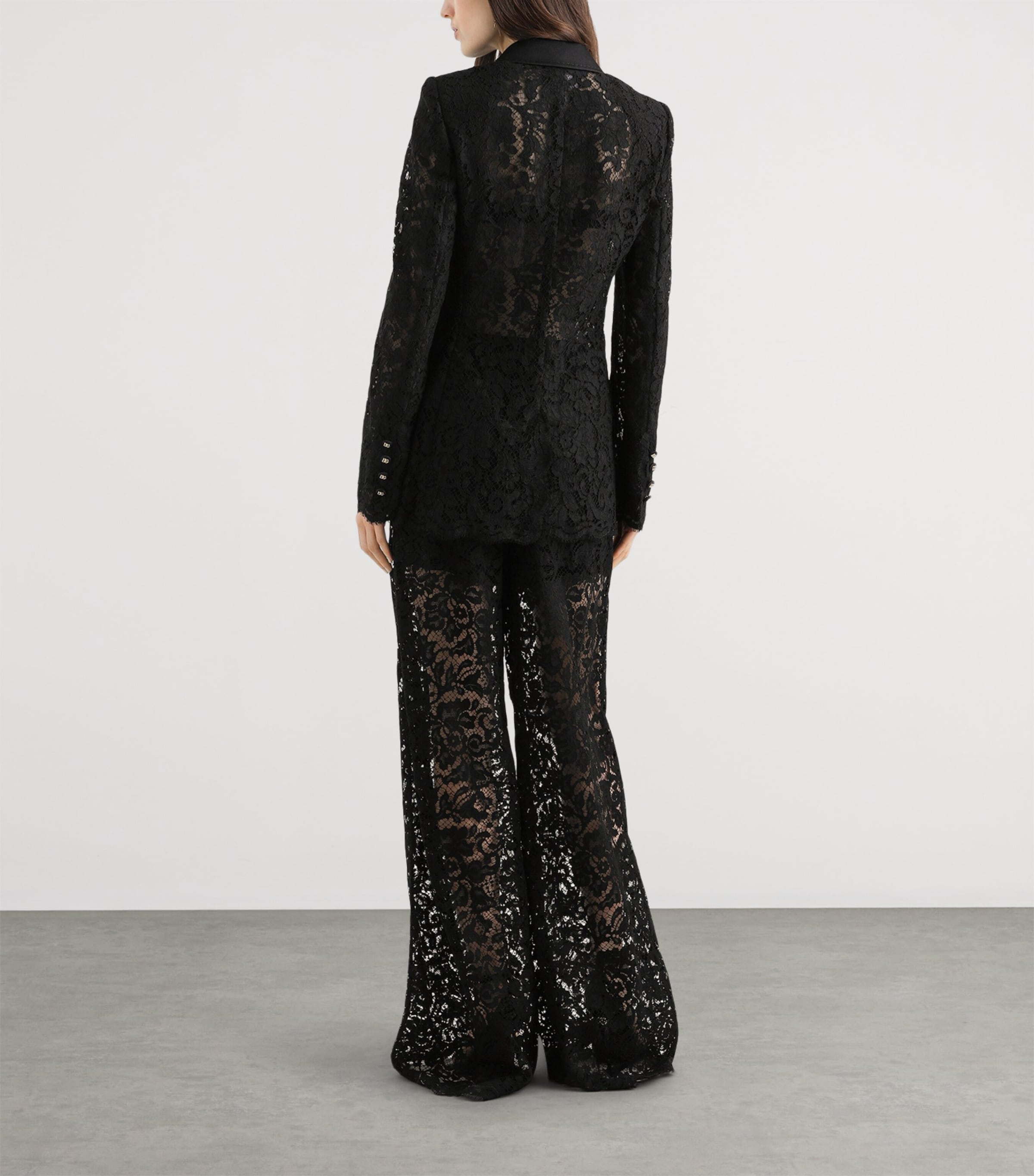 Dolce&Gabbana Womens Floral Lace Blazer Blac Image 3