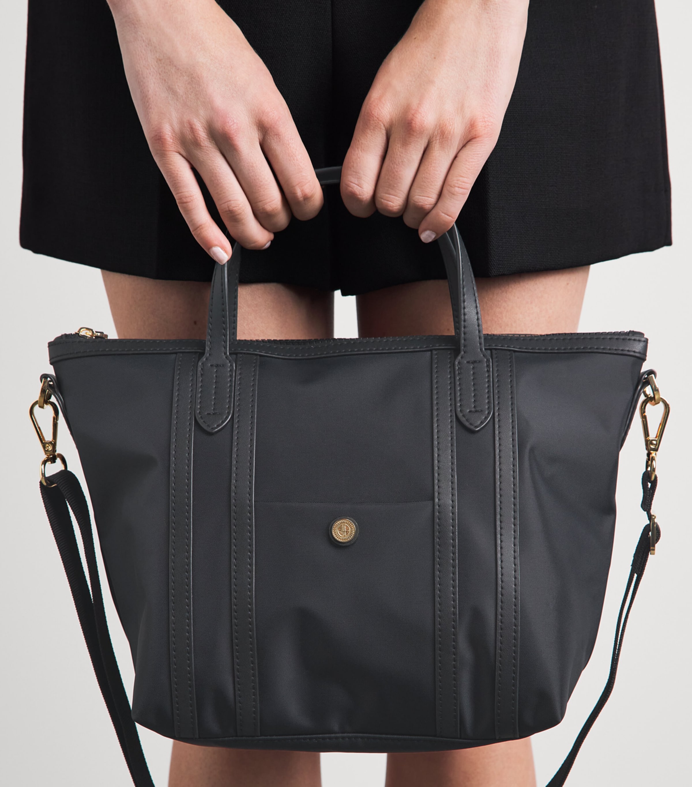 Harrods Grab Nylon Jetsetter Tote Bag Black Image 2