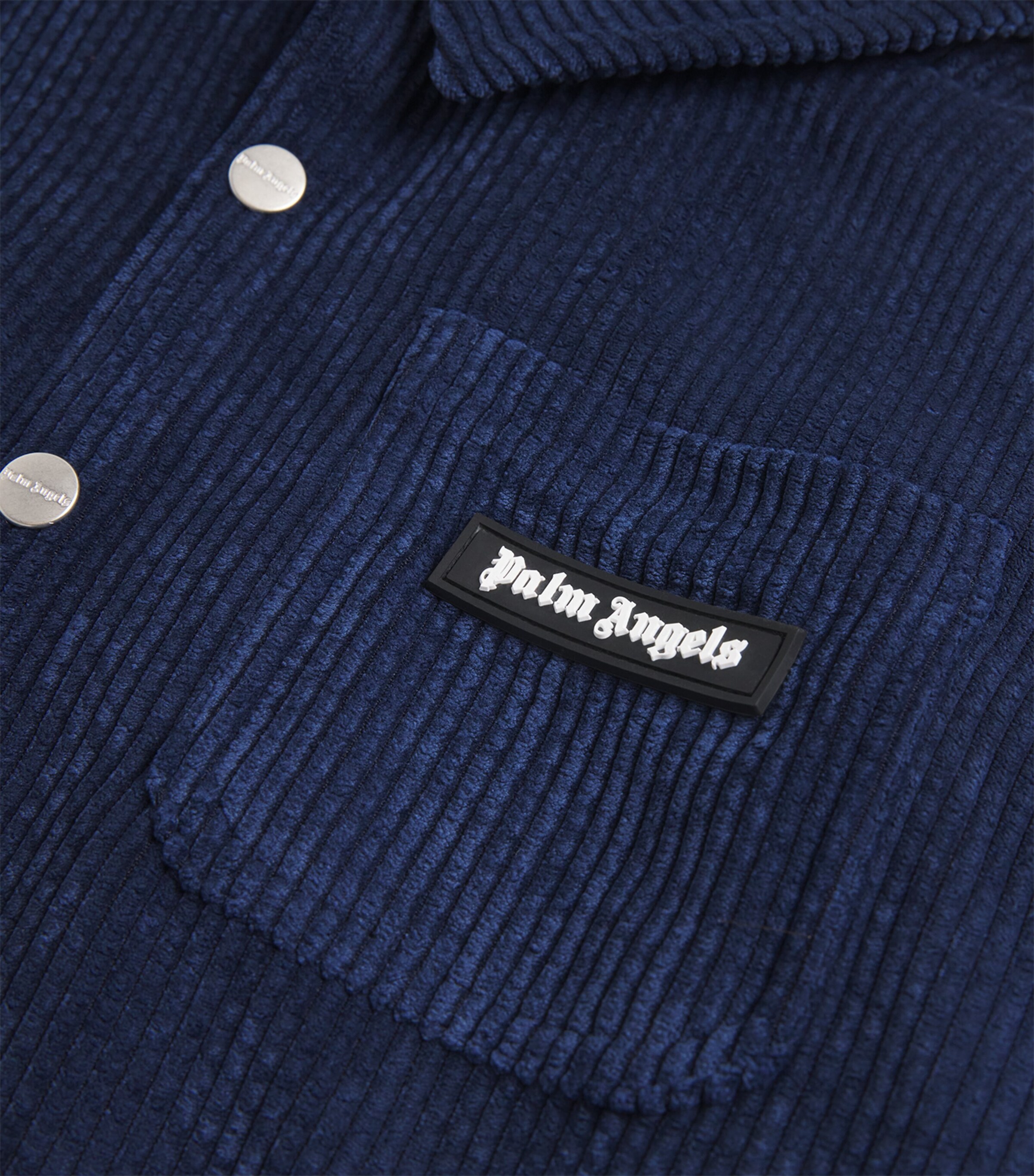 Palm Angels Kids Corduroy Hooded Shirt (4-12+ Years) Blue Offw Image 4