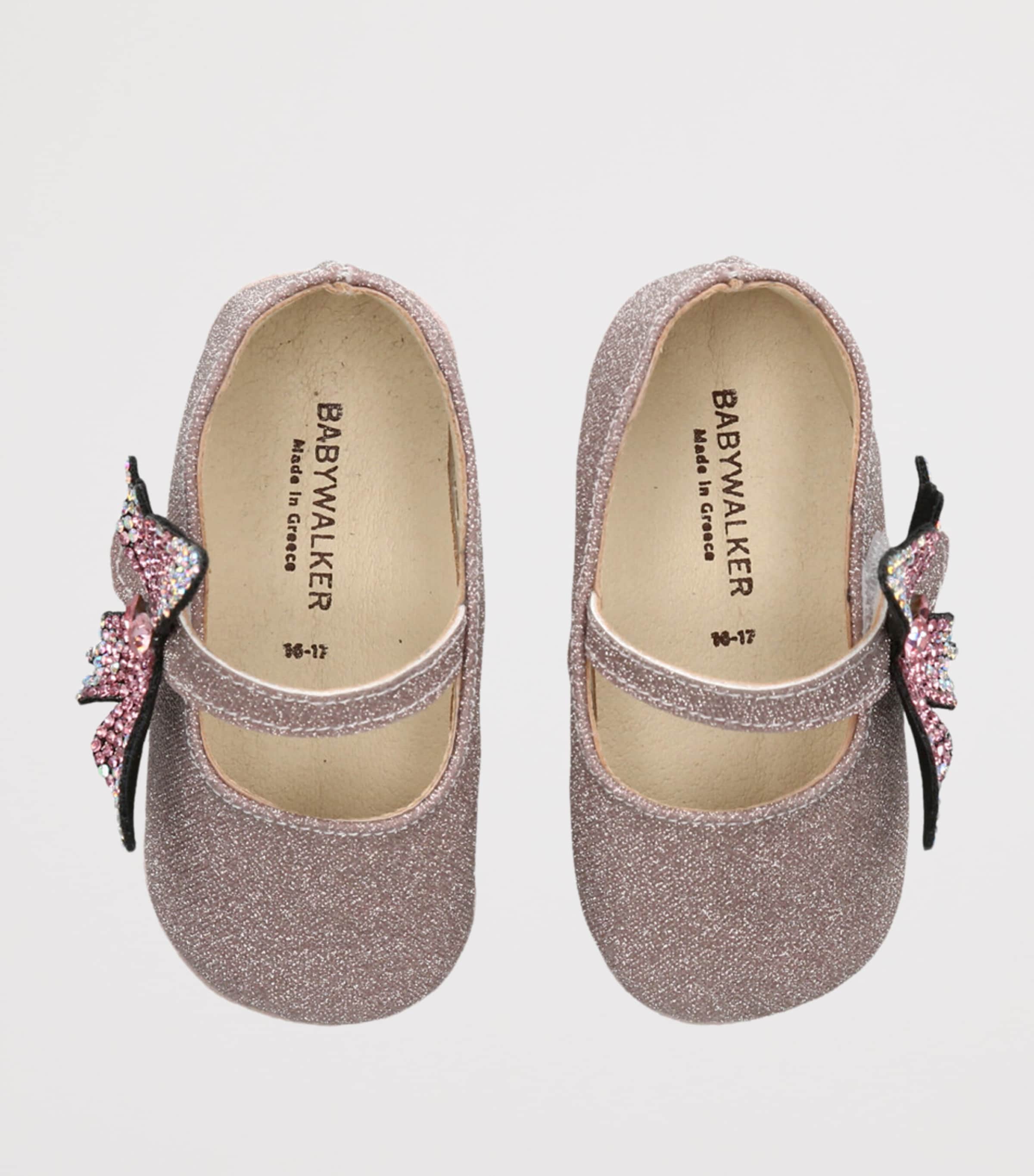 BabyWalker Crystal Butterfly Ballet Flats Pale Pink Image 4