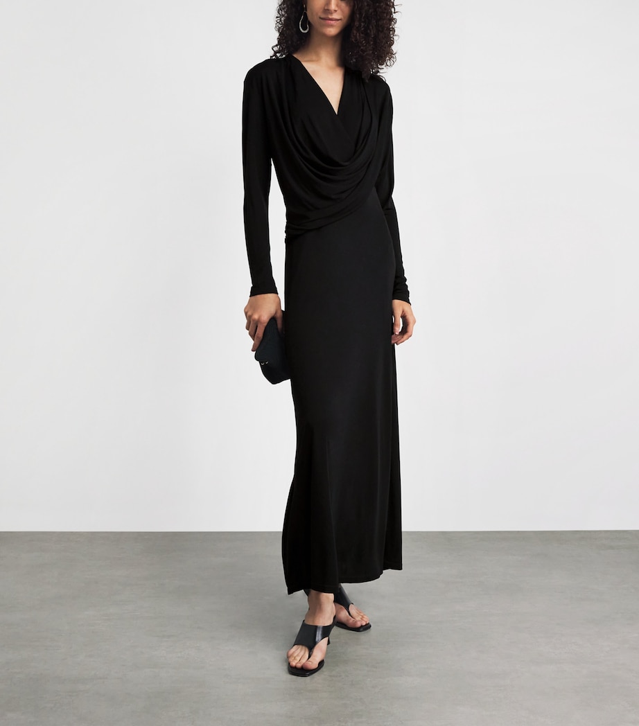 RETORI Womens Jersey Hooded Maxi Dress Black Image 2