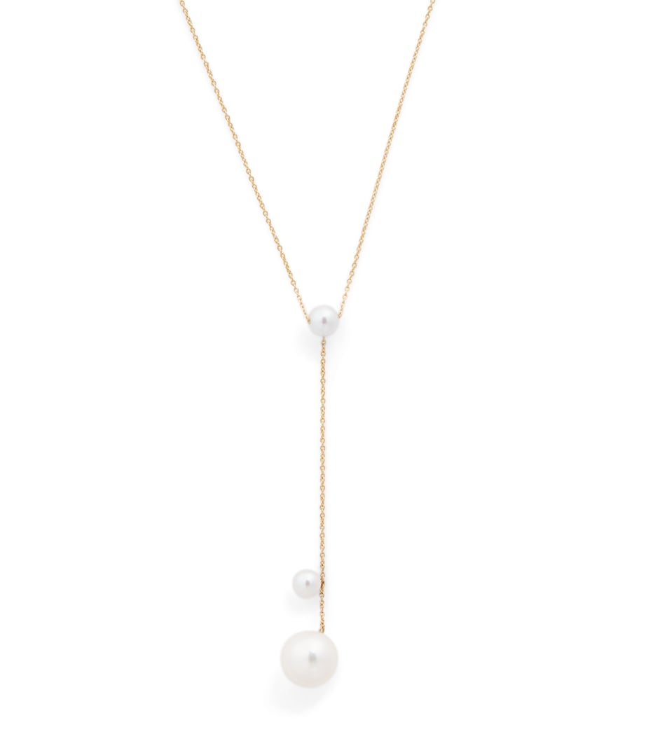 Yellow Gold and Pearl Trois Moon Necklace YELLOW GOLD Image 1