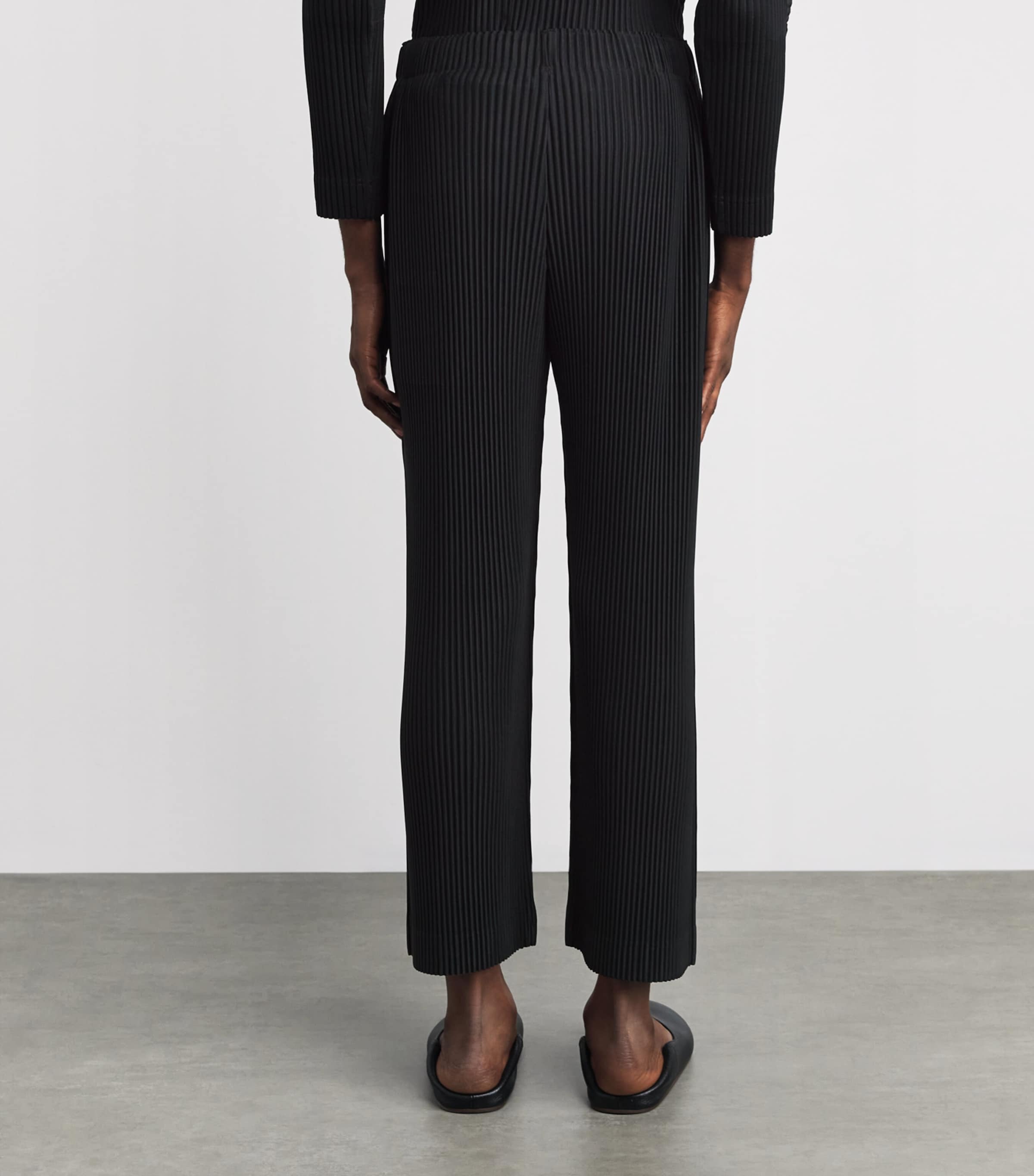 Pleated Straight Trousers 15-BLACK Image 4
