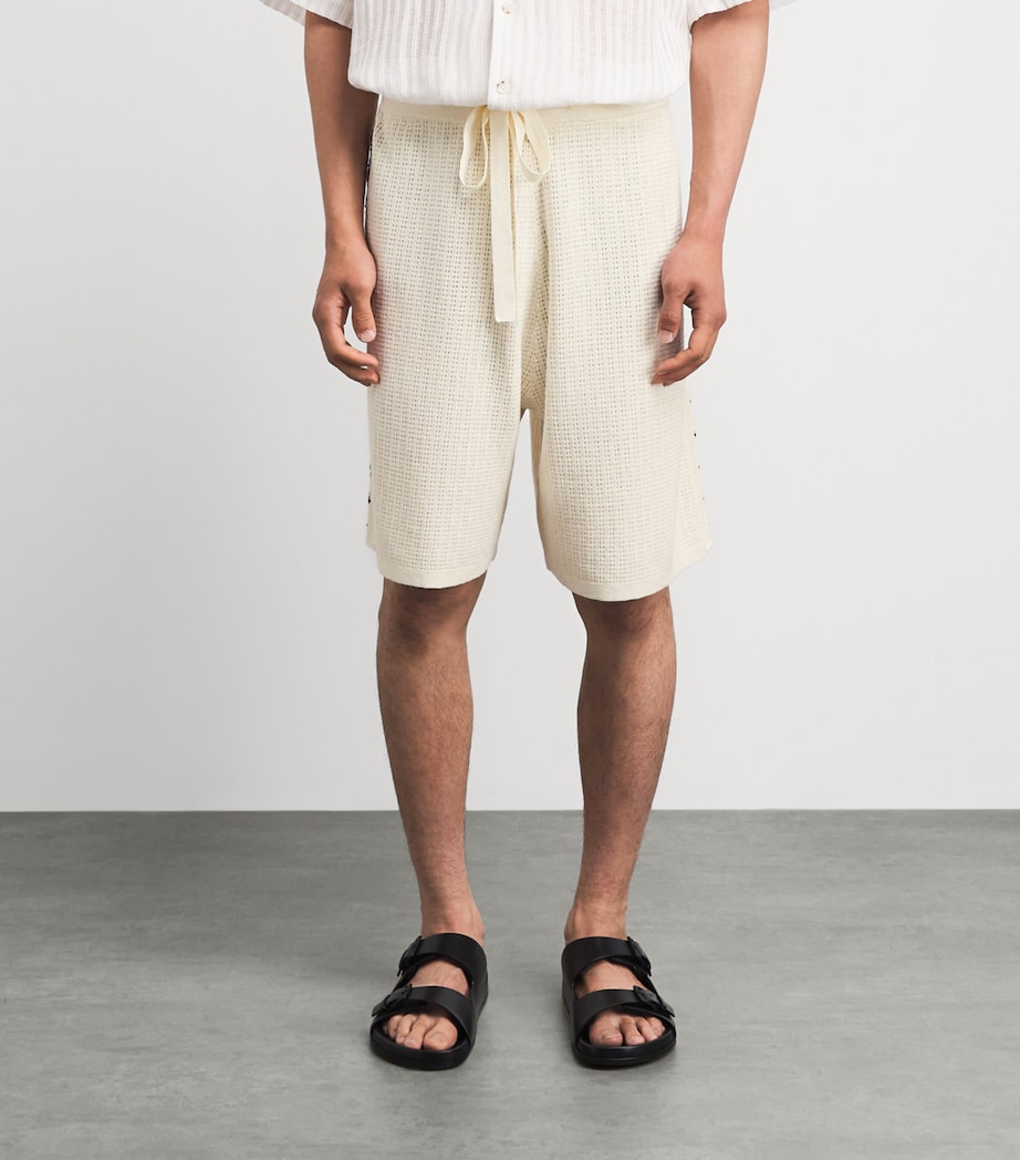 COMMAS Mens Cotton-Hemp Crochet Shorts White Image 4