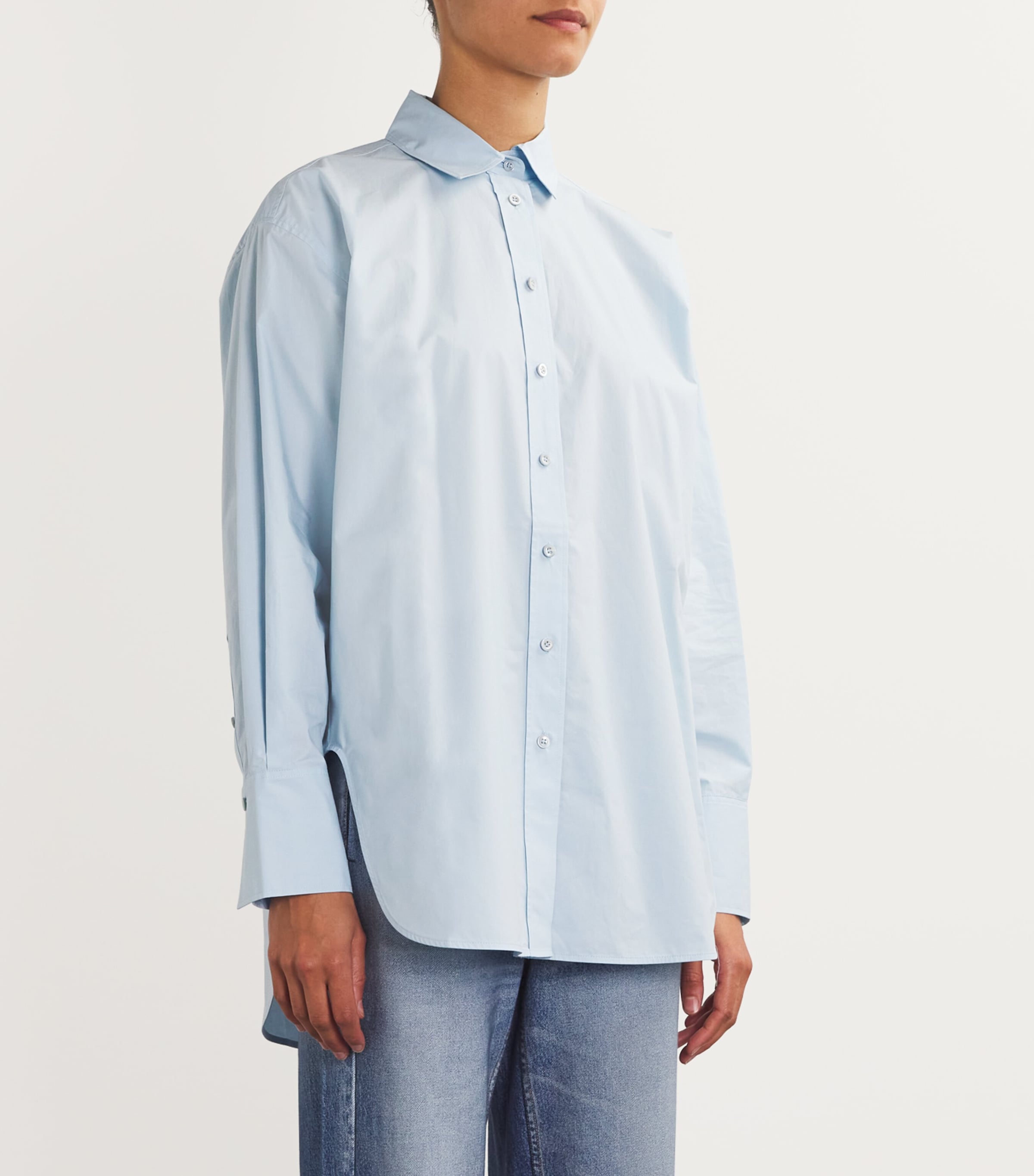 FRAME Womens The Exaggerated Oversized Shirt Light Chambray Image 3
