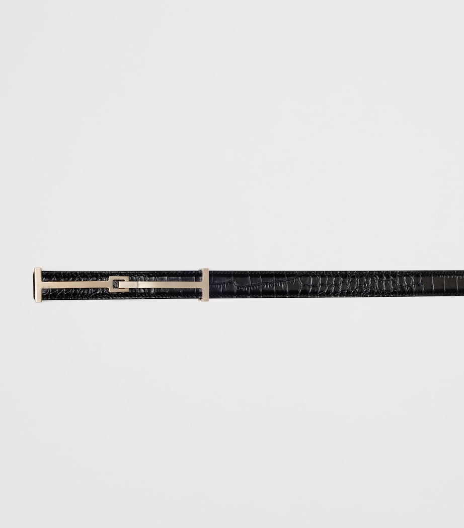TOM FORD Croc-Embossed Leather Arc Belt Naa Image 3