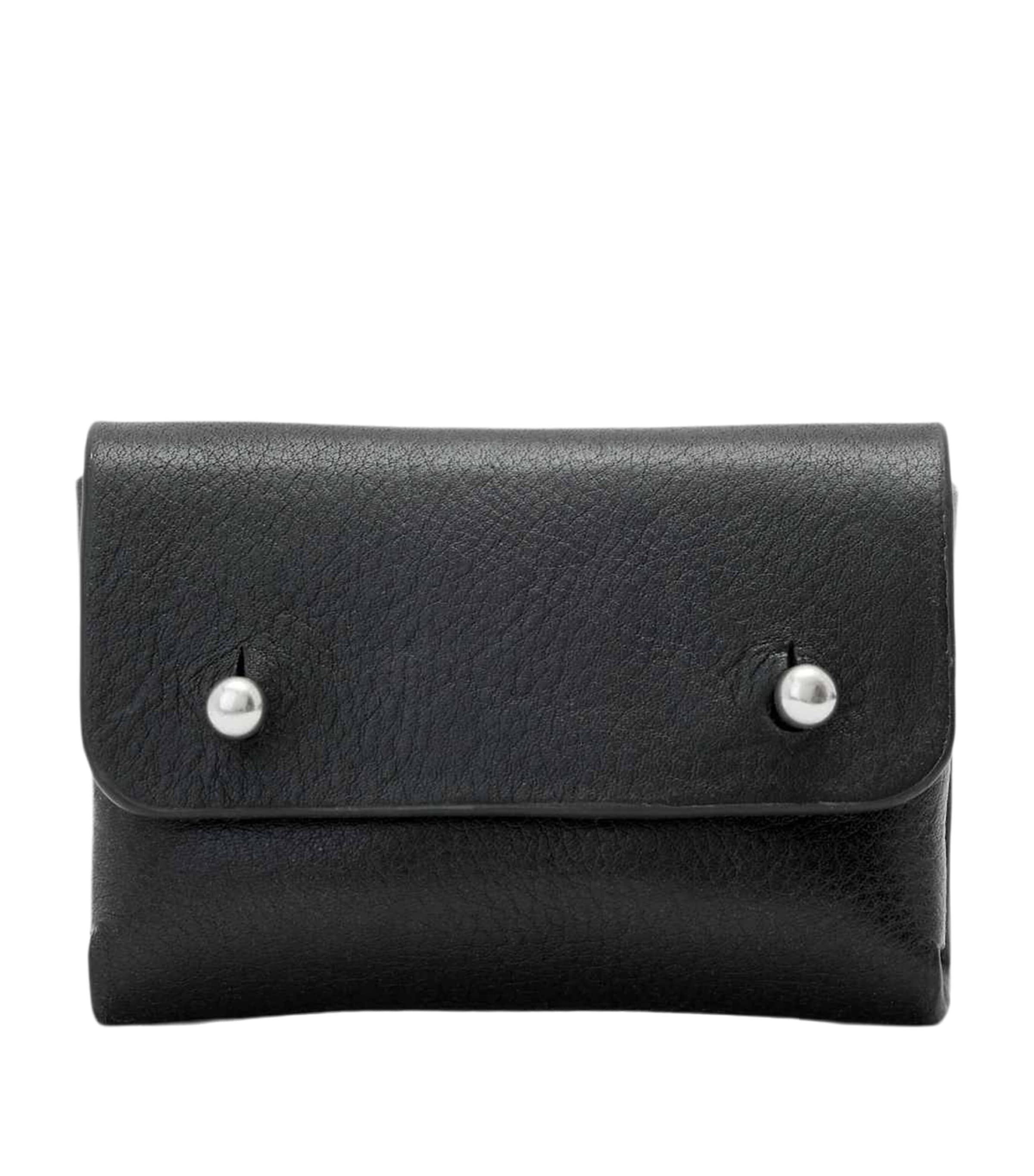 AllSaints Leather Stud Card Case Black Image 1