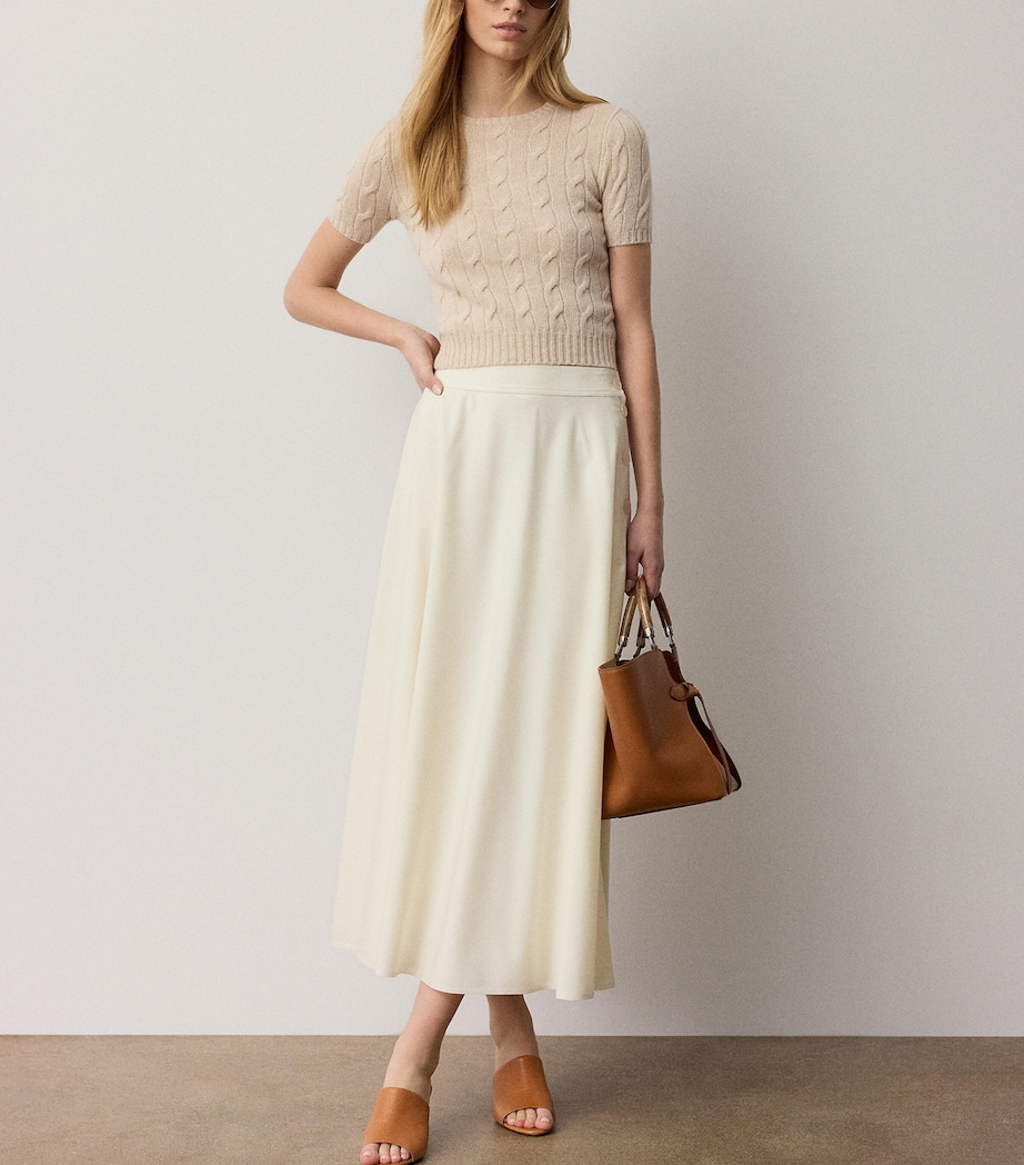 Ralph Lauren Collection Womens Wool-Blend Kenzie Skirt Lux Cream Image 2