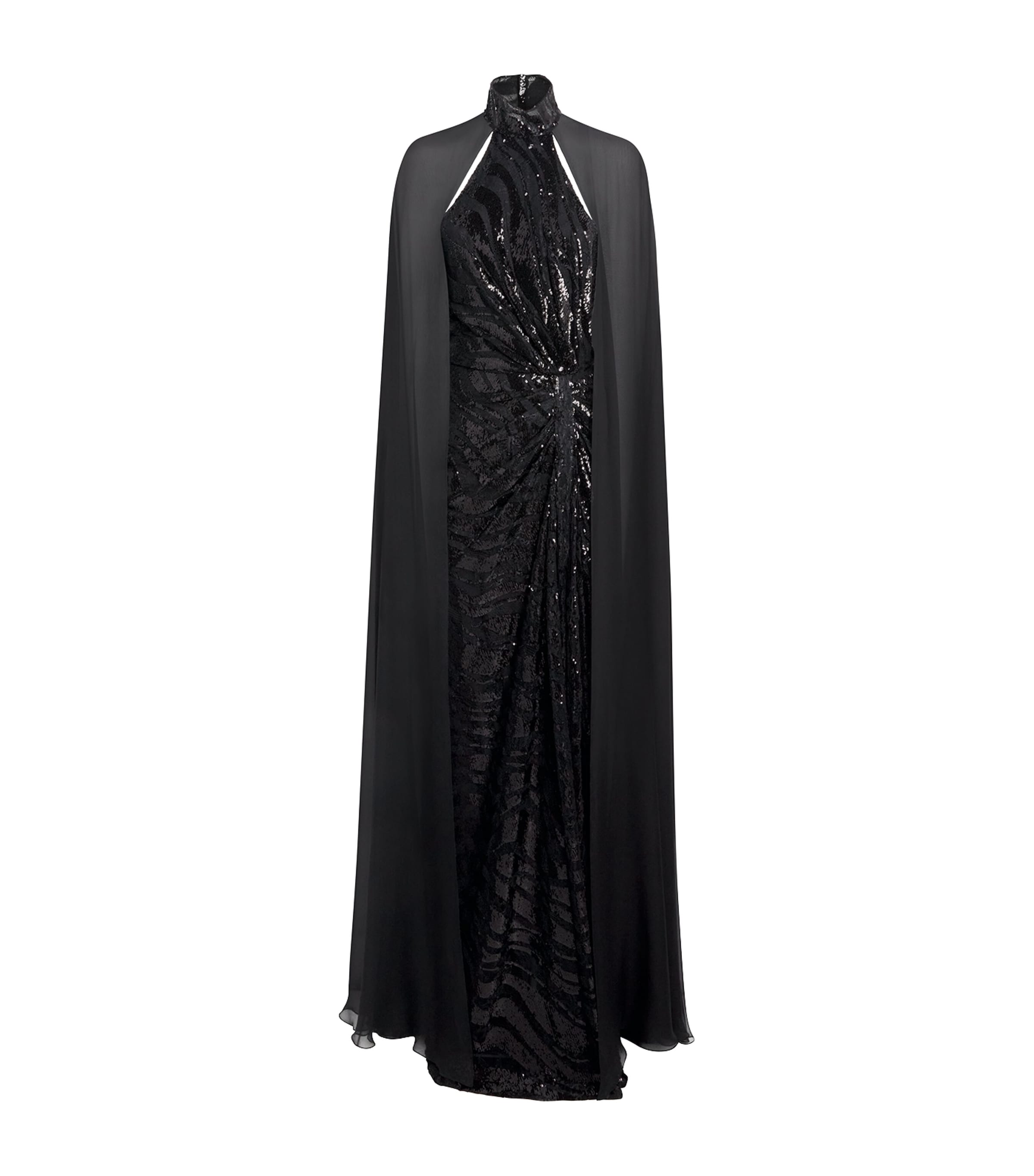 Zuhair Murad Sequinned Cape Gown In Black