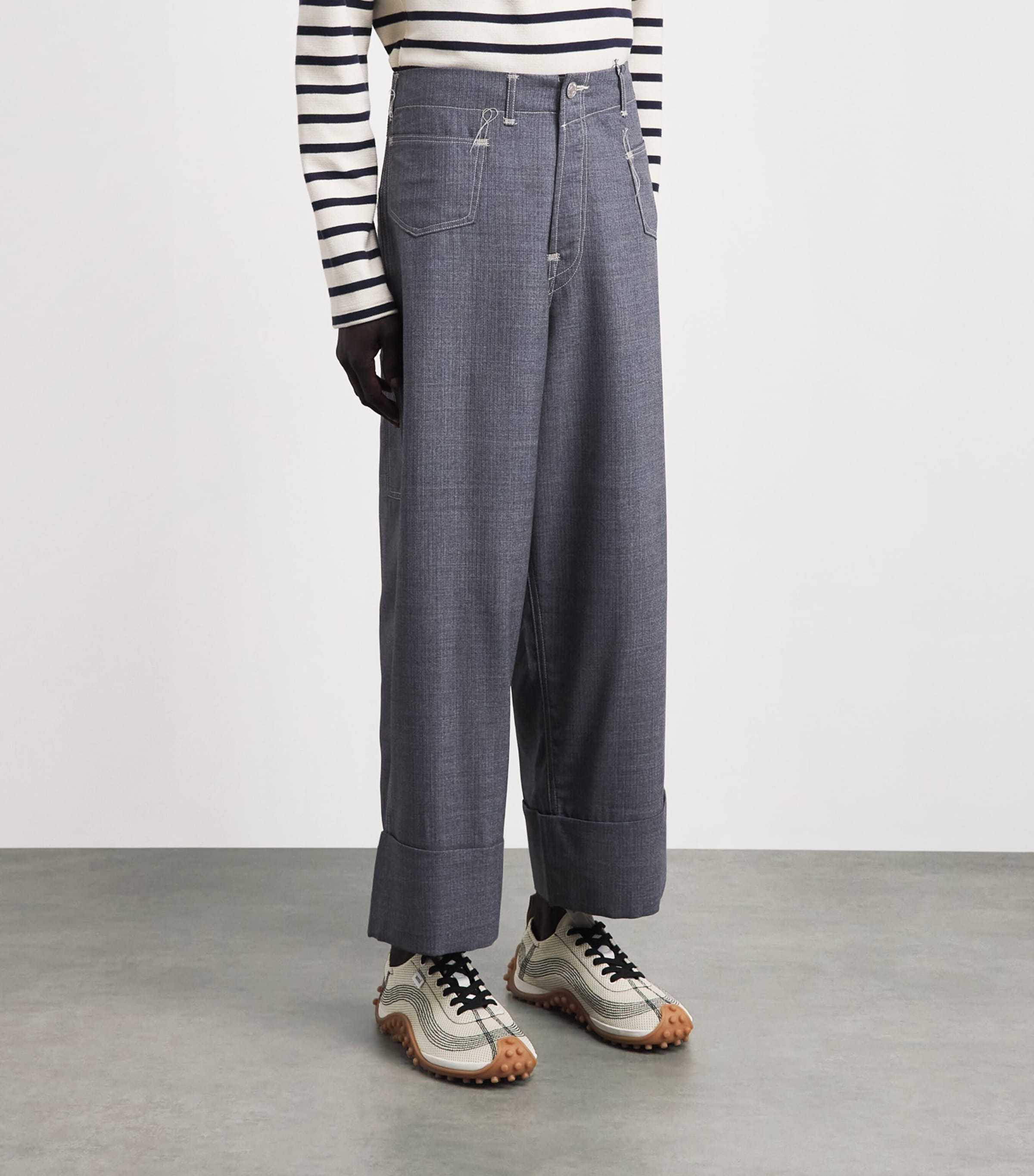 Junya Watanabe MAN Mens x Levis's Wool Cuffed Trousers Blue Gray Image 4