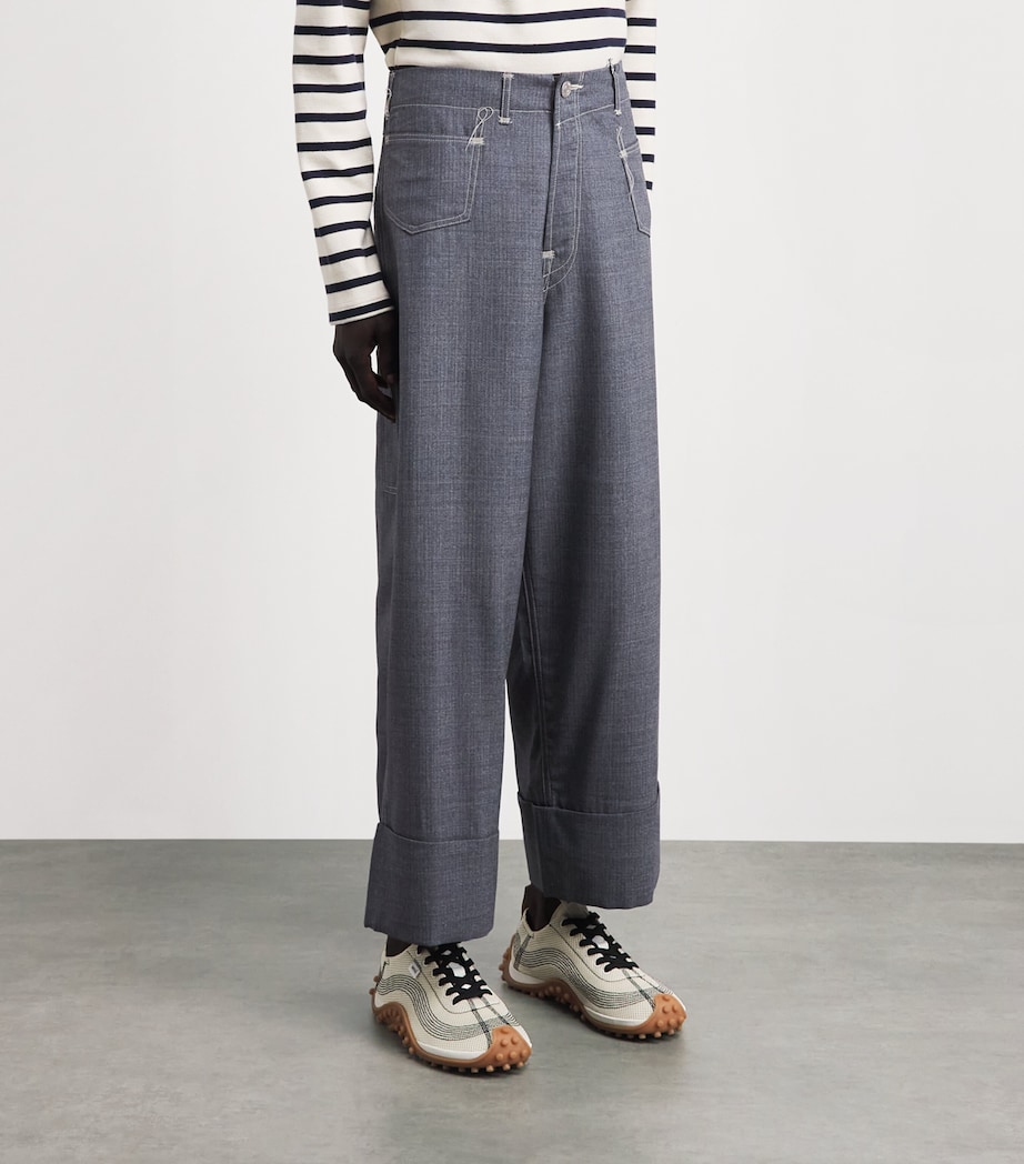 Junya Watanabe MAN Mens x Levis's Wool Cuffed Trousers Blue Gray Image 4
