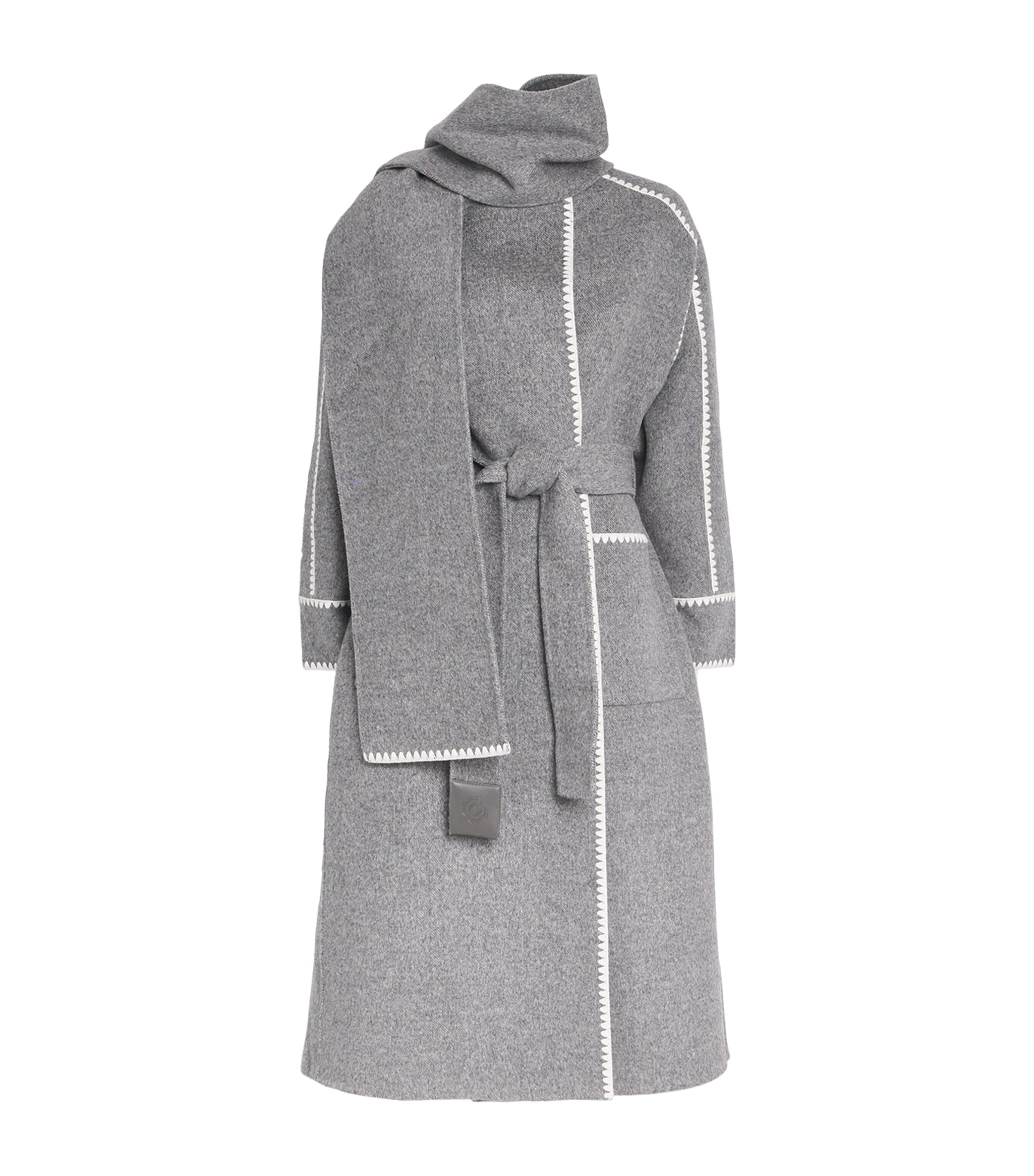 Maje Long Double-faced Coat In Gray