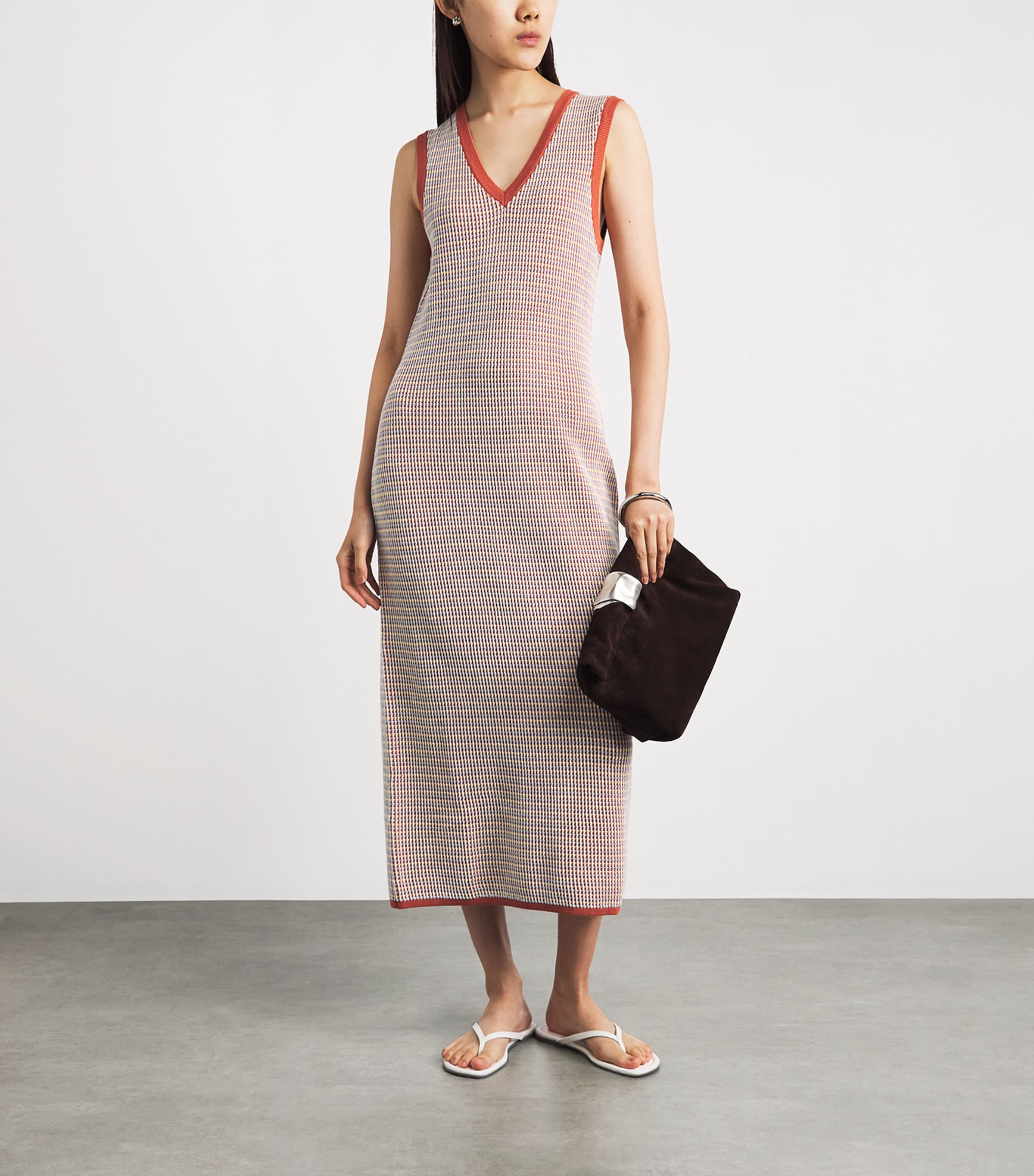 Varley Womens Cotton Knitted Albane Maxi Dress Caramel Clay Image 2