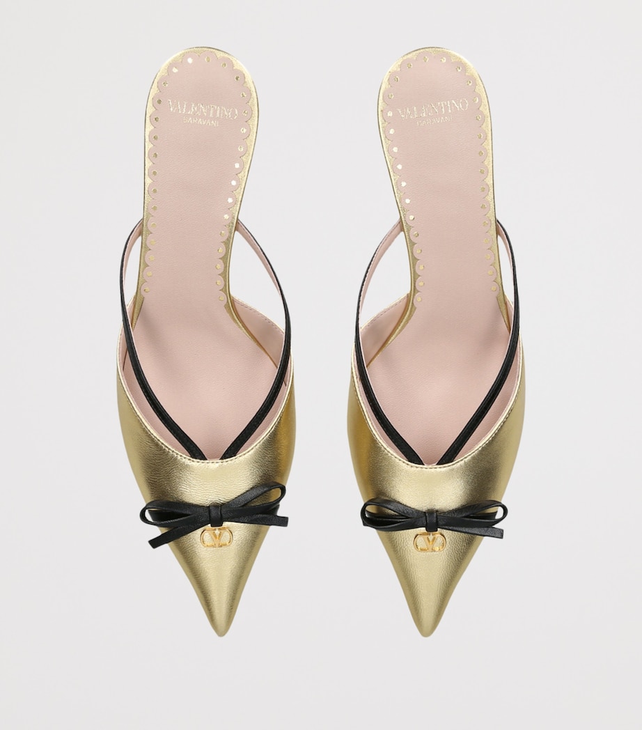 Valentino Garavani Metallic Leather Bepointy Heeled Mules 45 Gold Comb Image 4