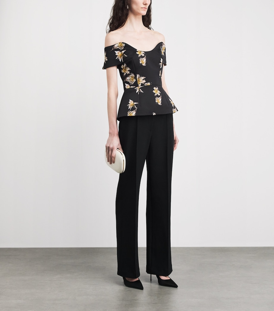Emilia Wickstead Womens Taffeda Off-The-Shoulder Souline Top Fest Lil Blk&yel Image 2