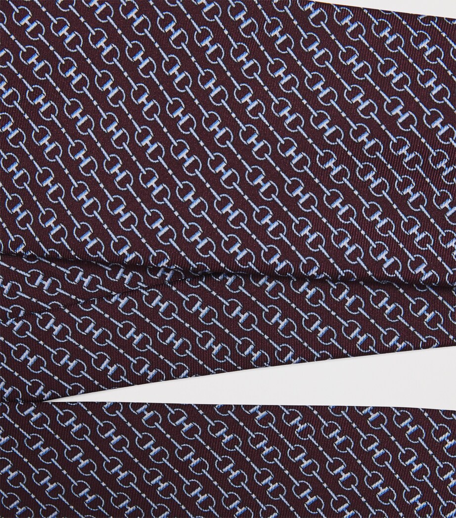 Harrods Silk Snaffle Print Tie Burgundy Image 5