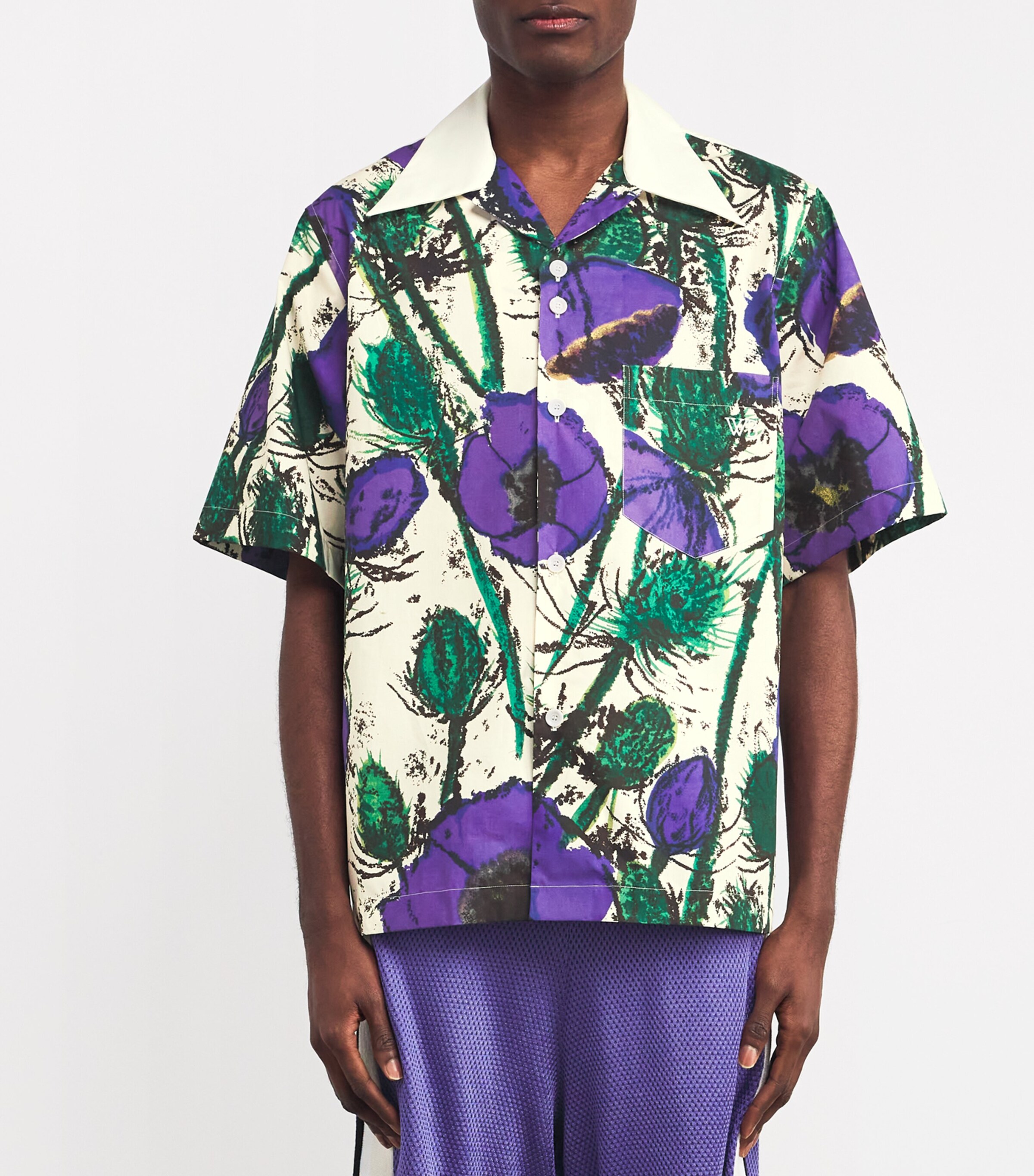 Wales Bonner Mens Cotton Highlife Bowling Shirt Poppy Purple Image 3