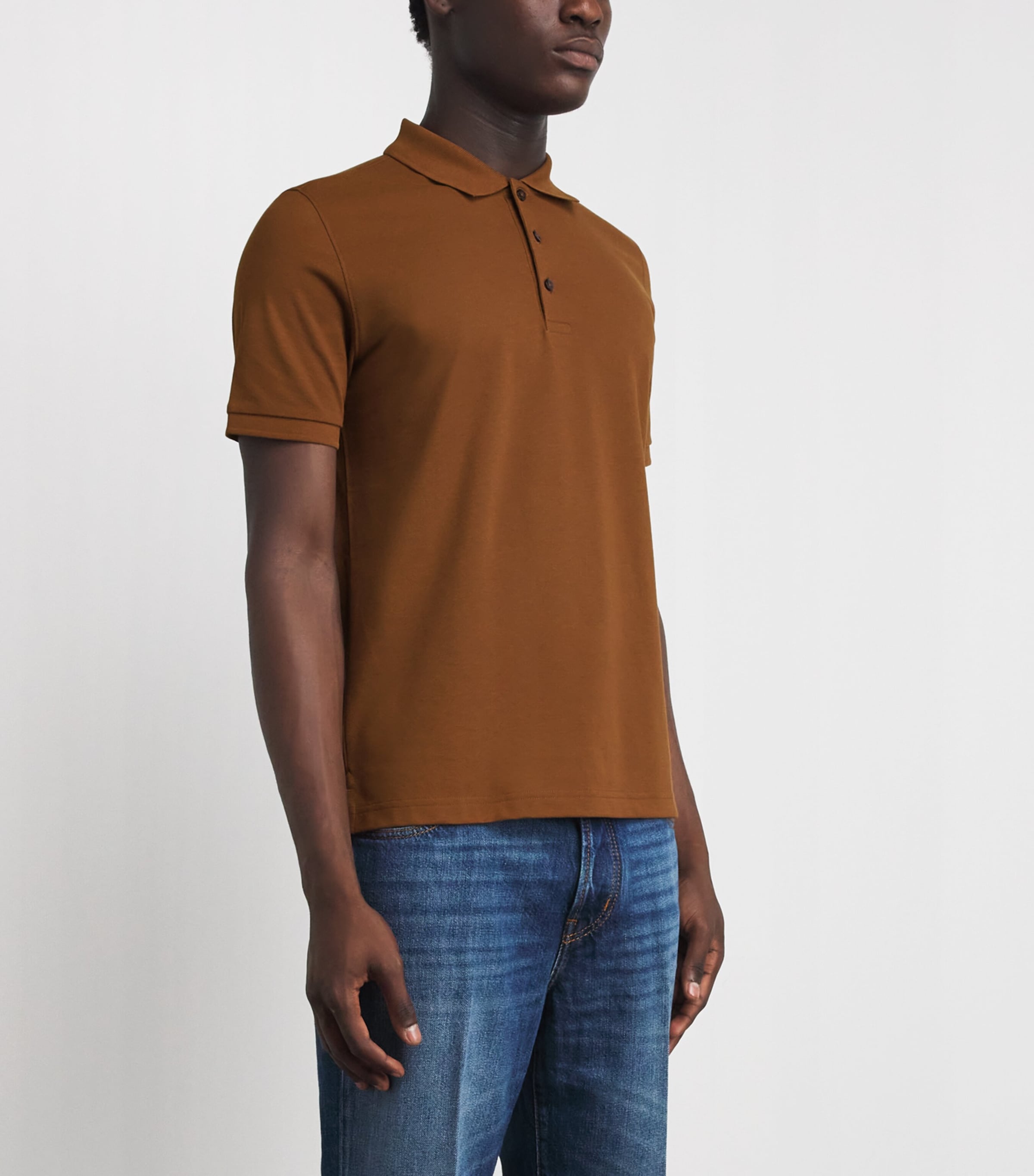 Falke Mens Pima Cotton Piqué Polo Shirt Cappucino Image 4