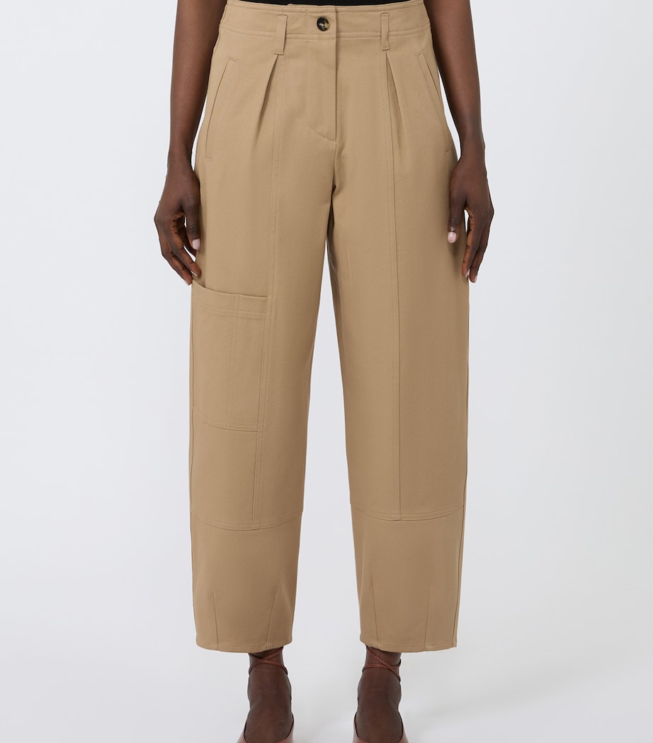 Max Mara Womens Cotton Twill Cargo Trousers Sand Image 2