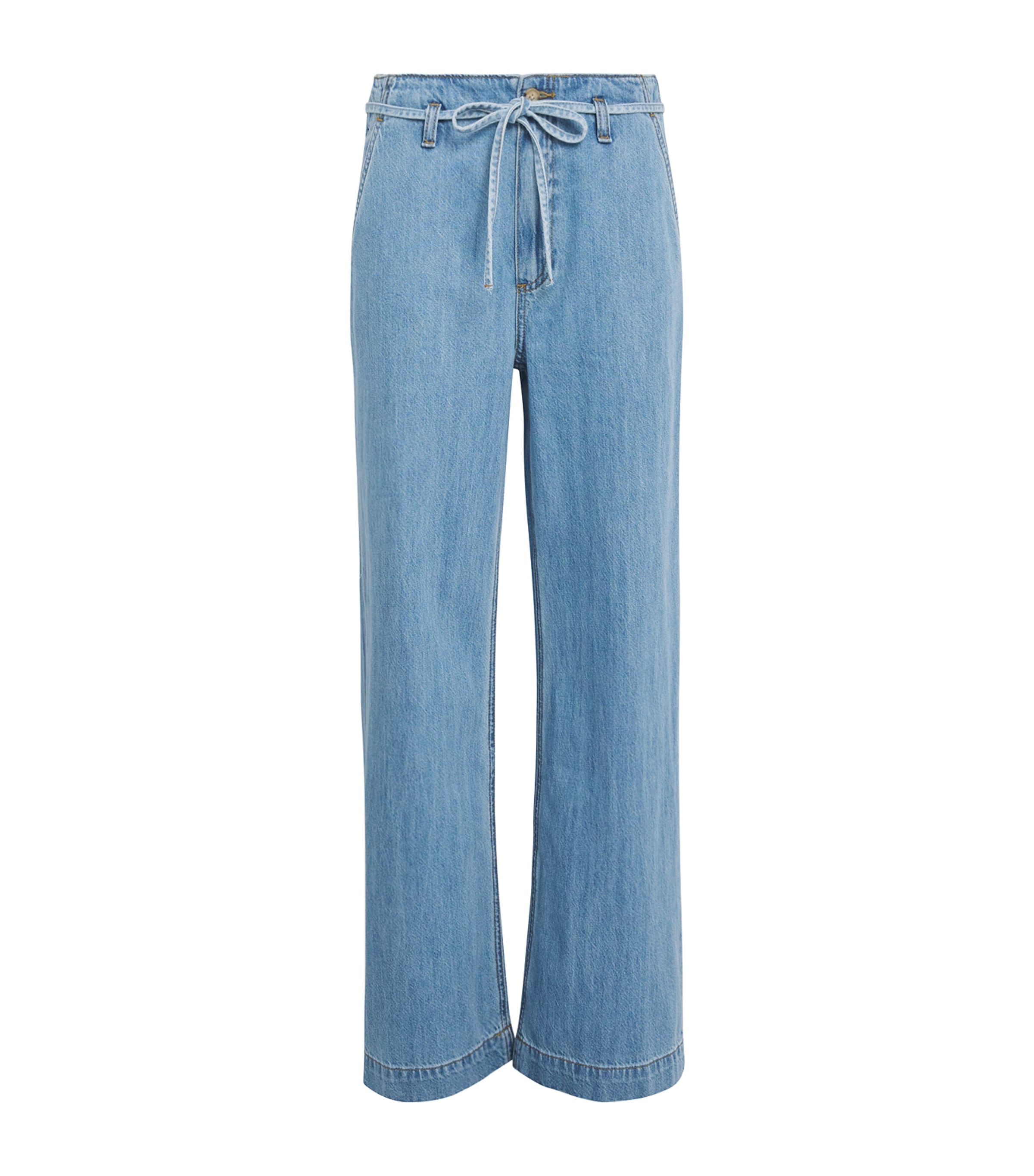 Paige Zoey High-rise Wide-leg Tie-waist Jeans In Blue