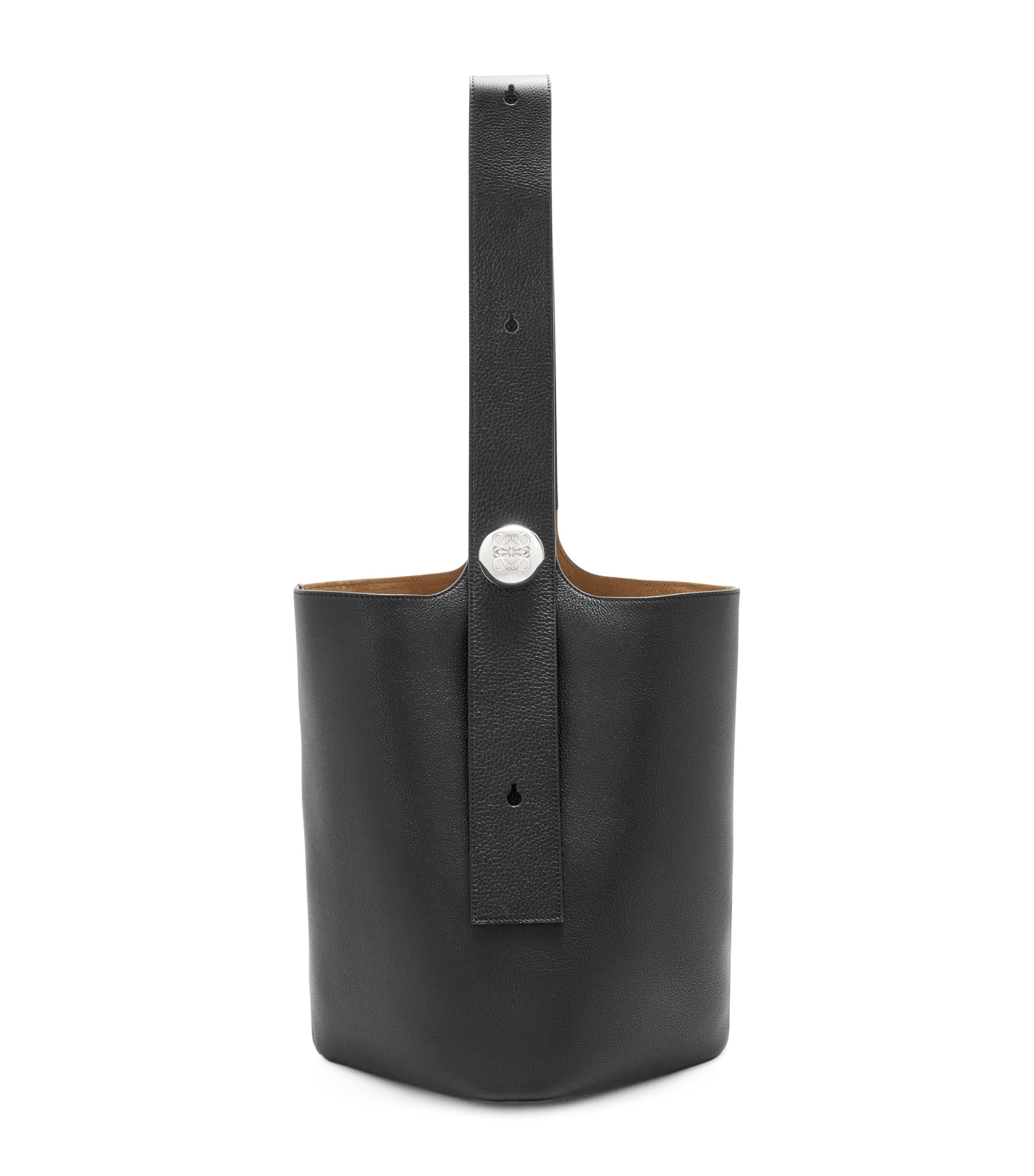 Loewe Large Leather Pebble Bucket Bag In Black