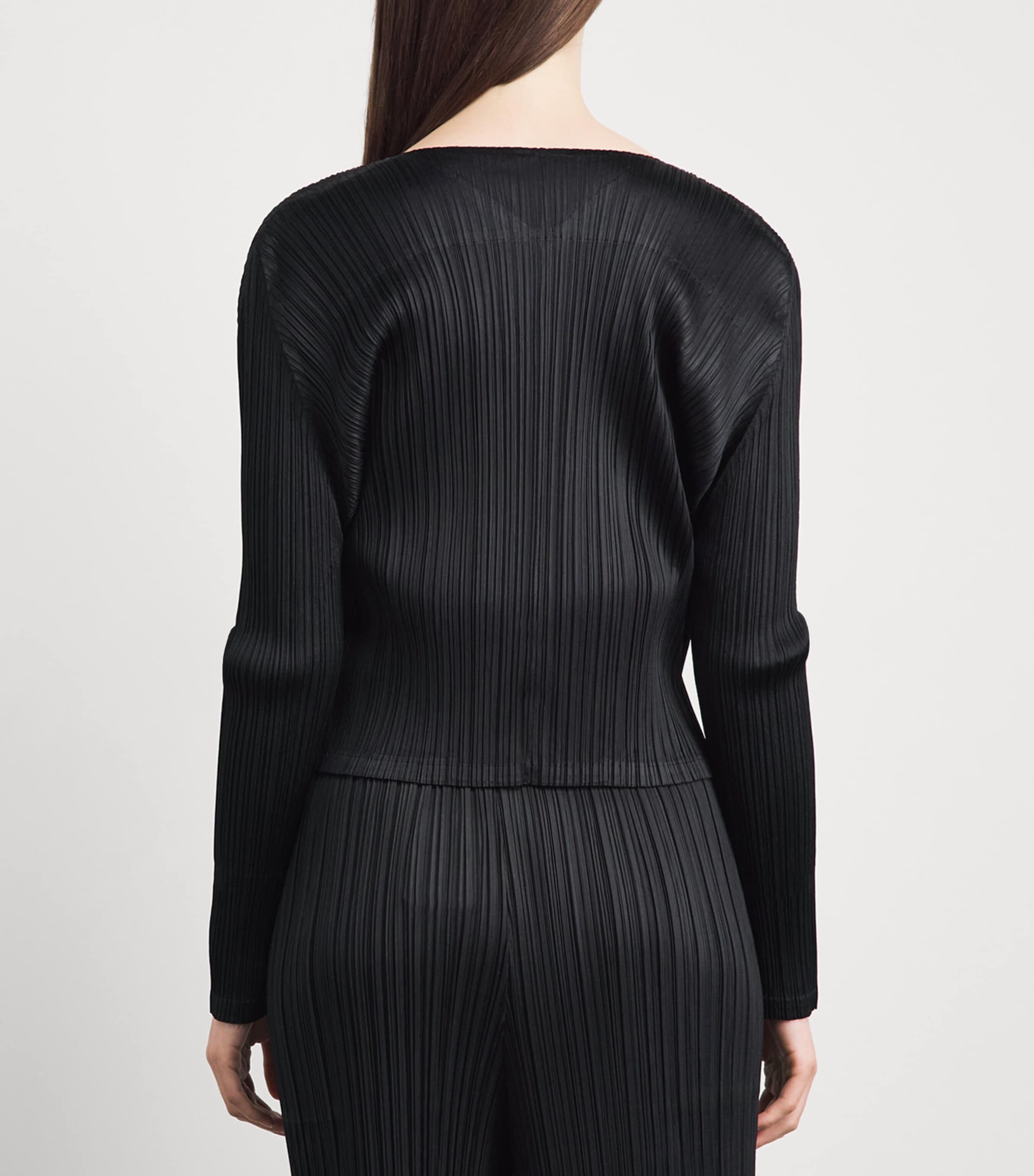 Pleats Please Issey Miyake Black Pleated Facade Cardigan | Harrods AU