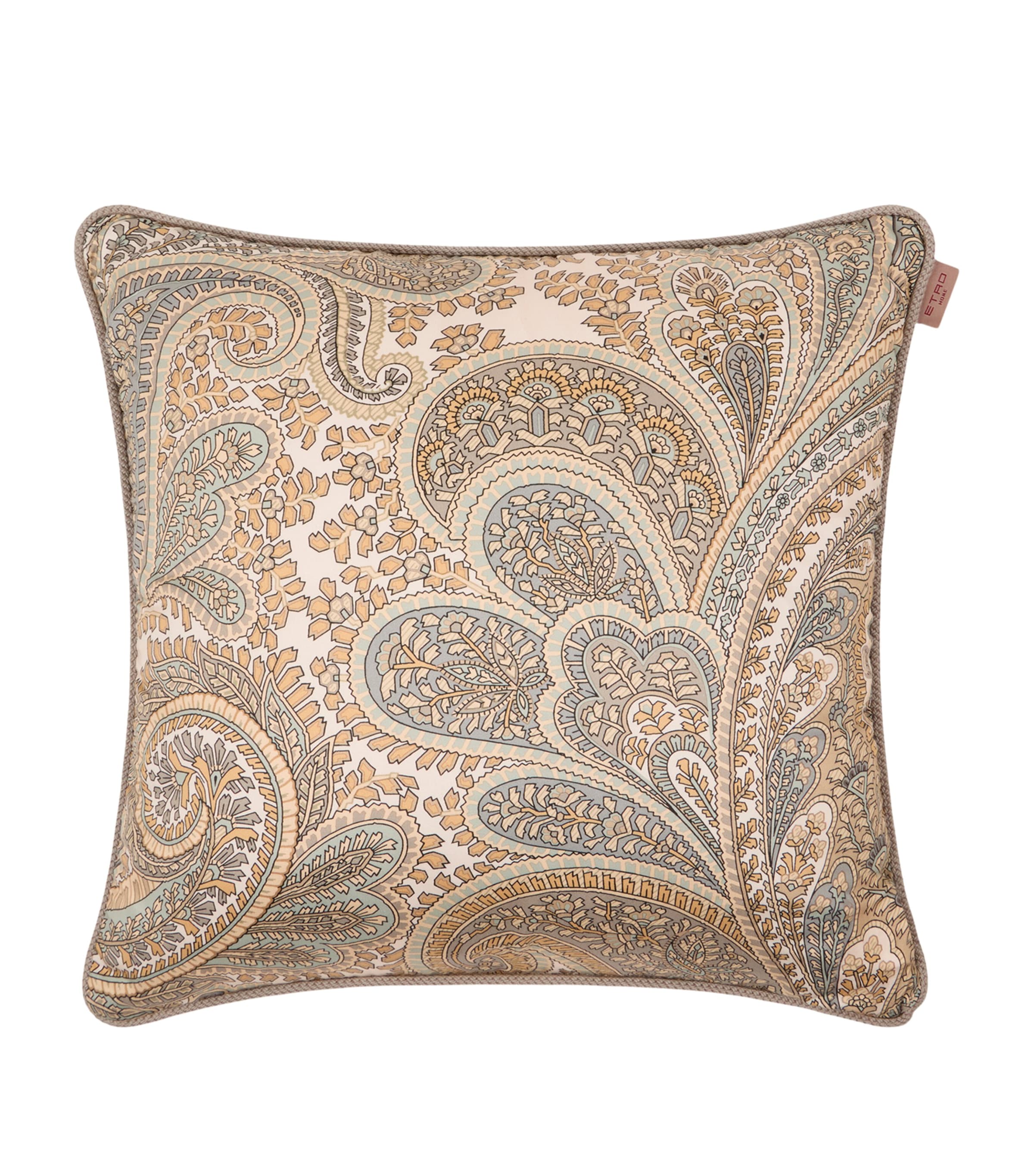 Etro Cotton Giano Double-sided Cushion In Gold