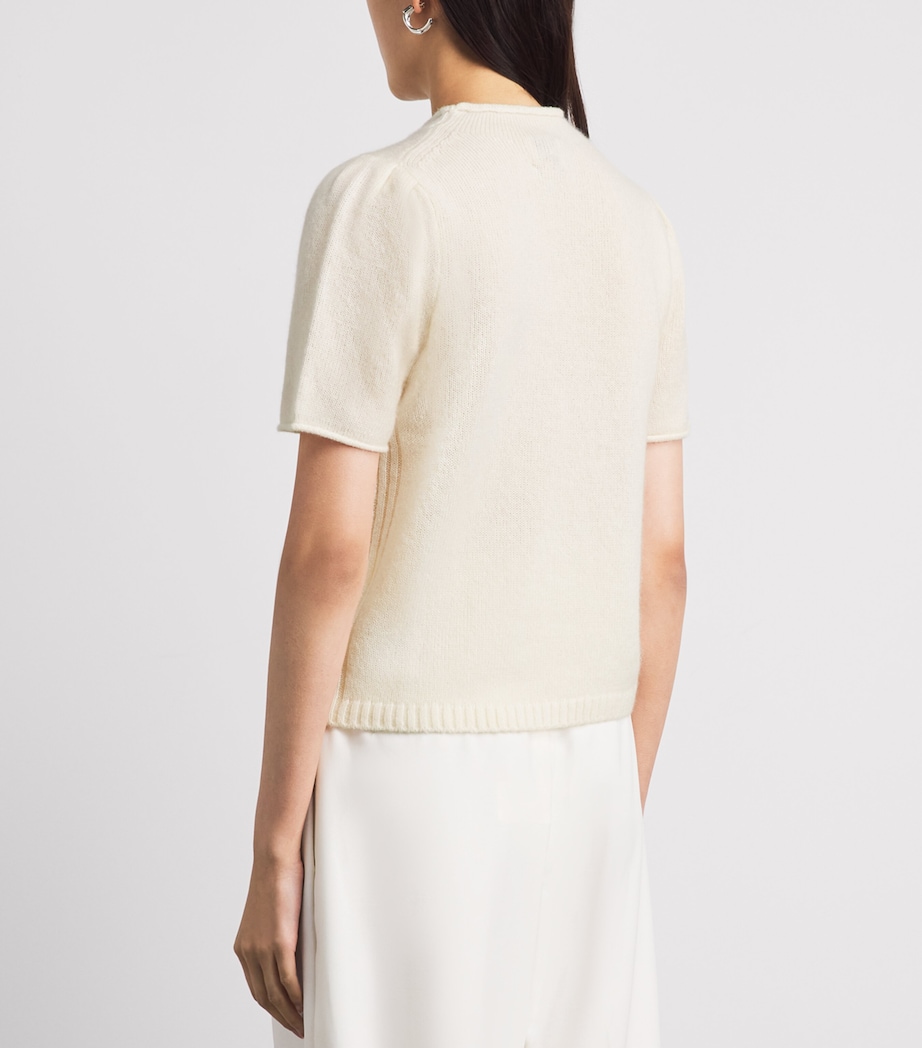 ME+EM Womens Wool-Cashmere-Silk Puff-Sleeve T-Shirt Cream Image 5