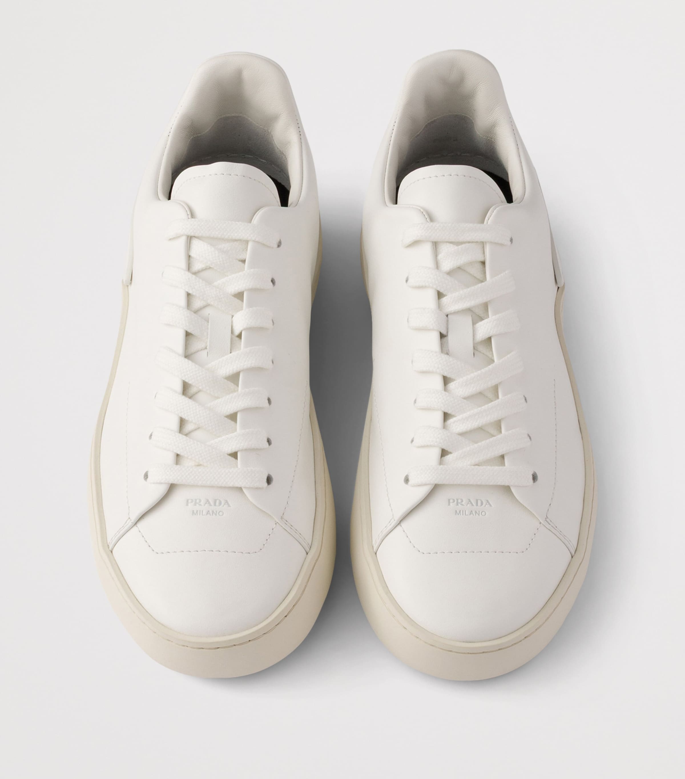 Prada Leather Court Sneakers White Image 3