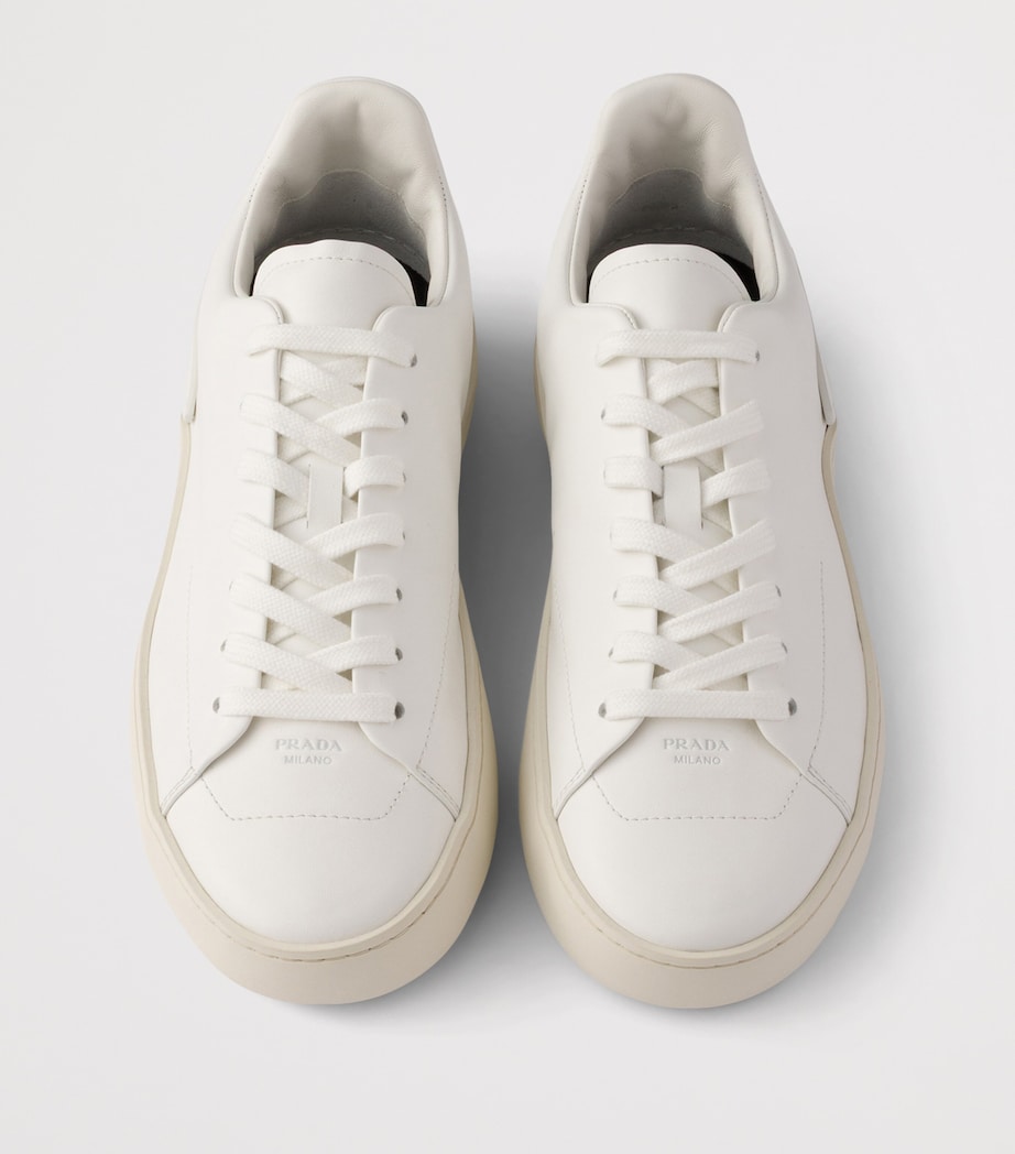 Prada Leather Court Sneakers White Image 3