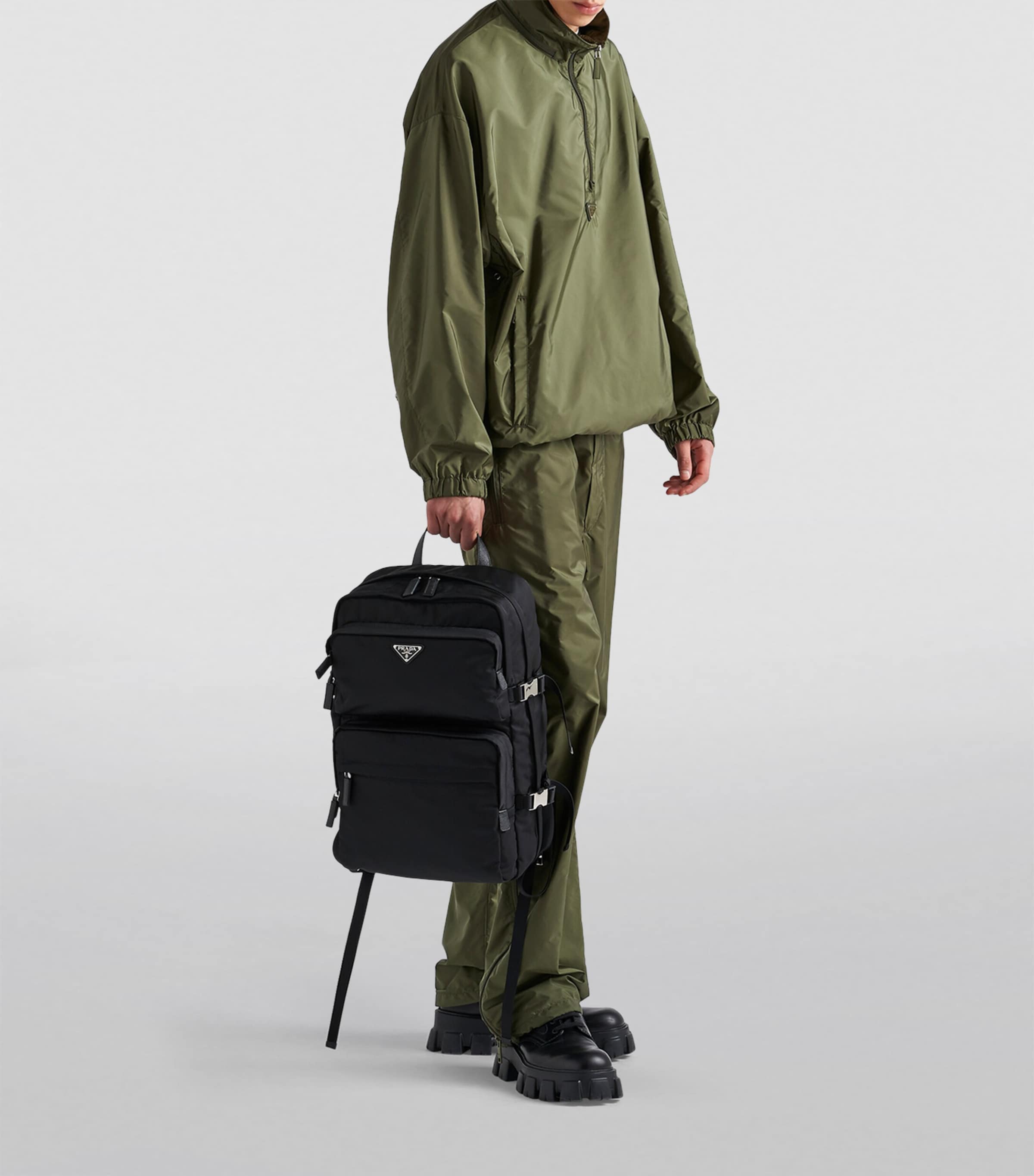 Re-Nylon and Leather Backpack F0002 Image 6