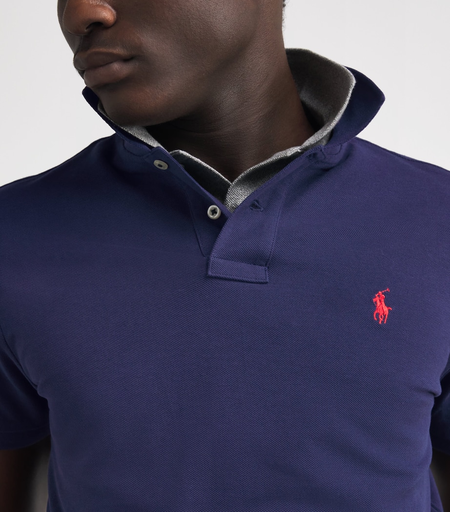 Polo Ralph Lauren Mens Cotton Mesh Custom-Fit Polo Shirt Newport Navy Image 3