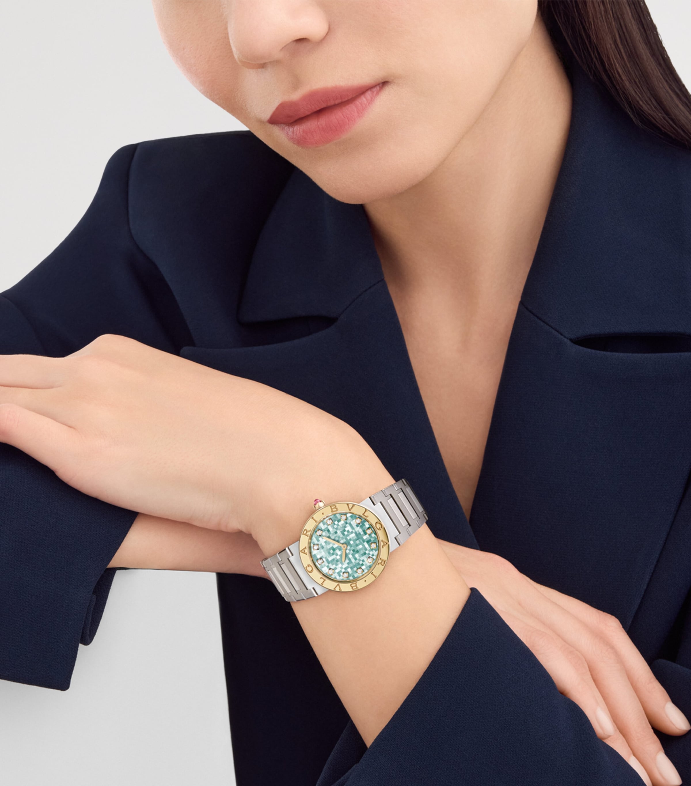 Bvlgari Stainless Steel and Yellow Gold BVLGARI BVLGARI Watch 33mm Green Image 5