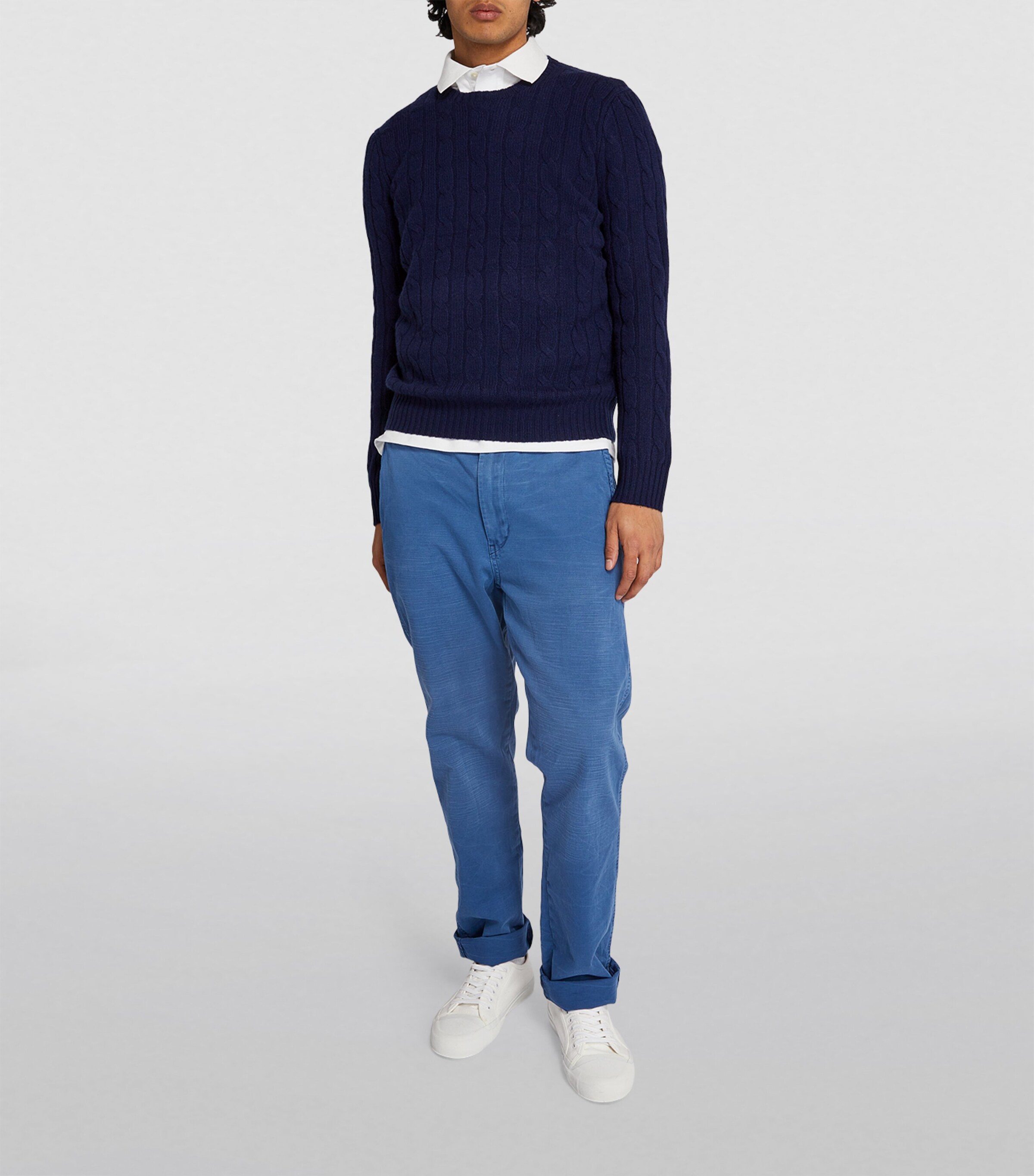 Polo Ralph Lauren Mens Cashmere Cable-Knit Sweater Blue Image 2