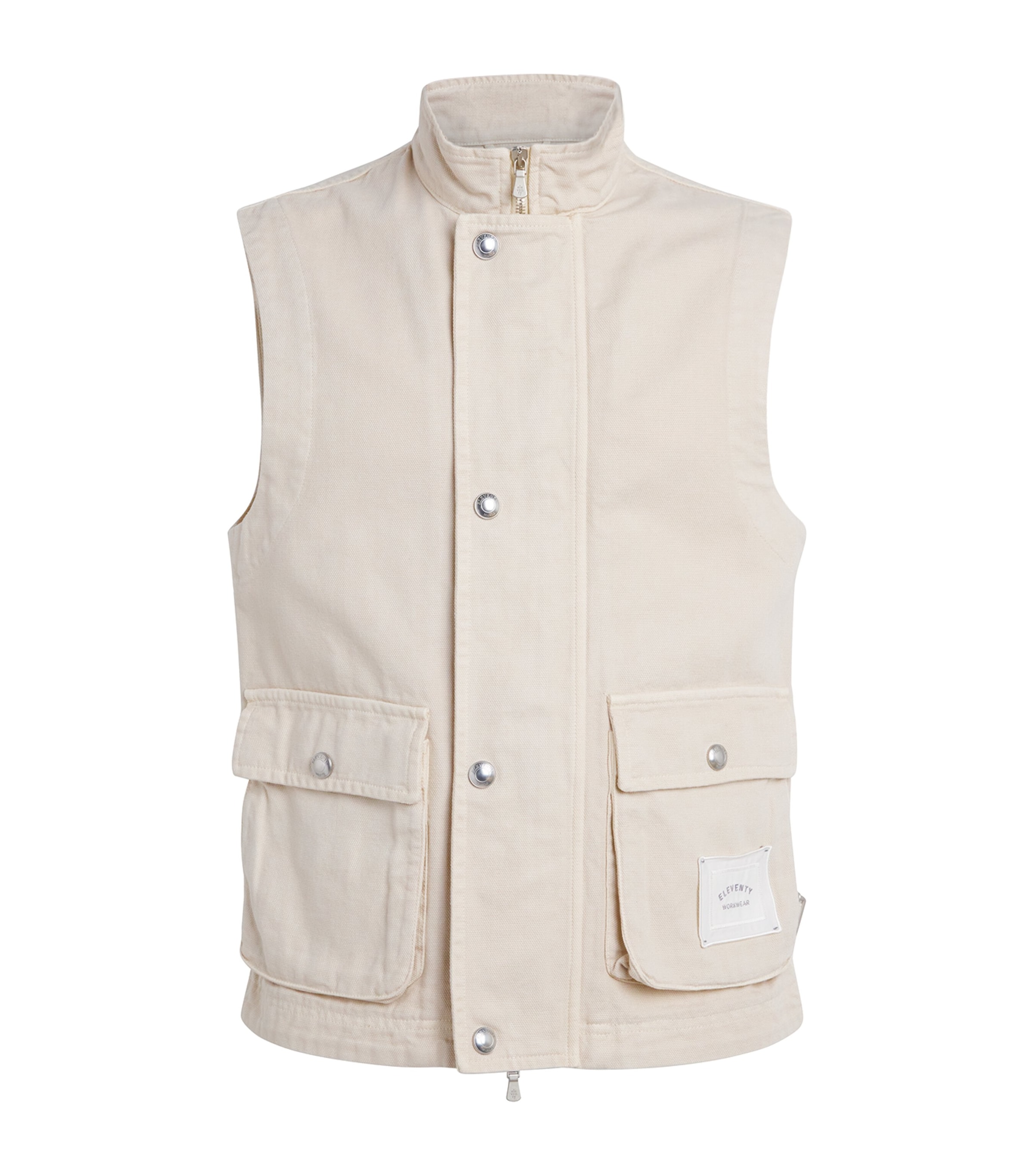 Eleventy Mens Garment-Dyed Cotton Gilet Sabbia Image 1