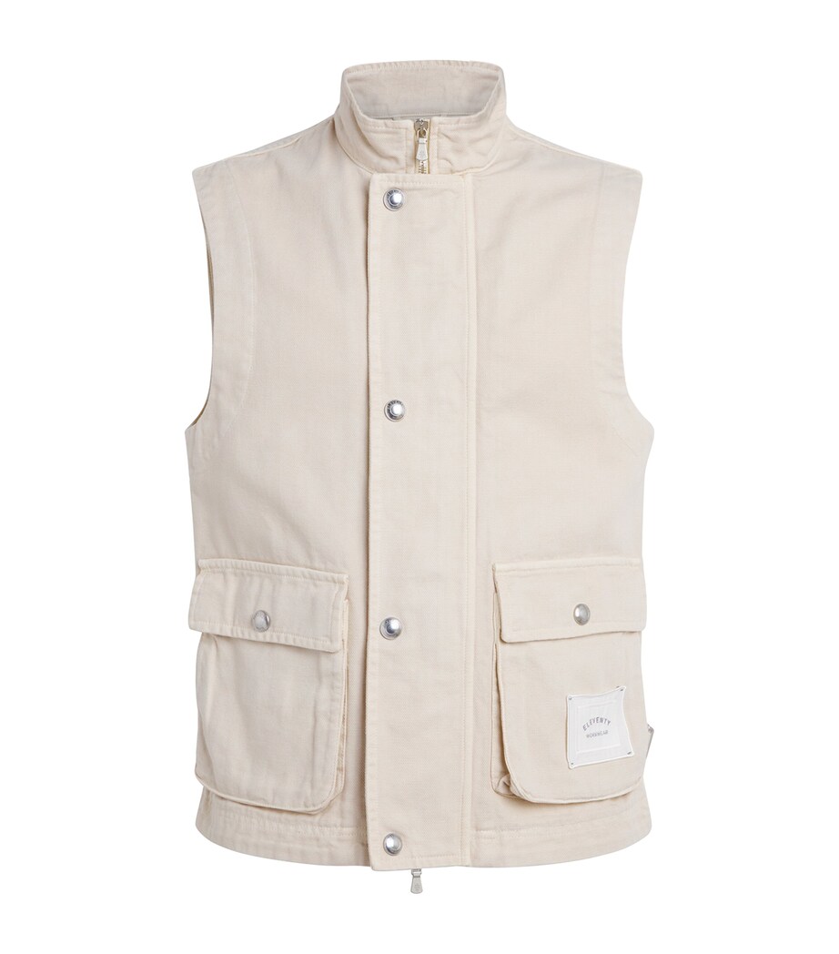 Eleventy Mens Garment-Dyed Cotton Gilet Sabbia Image 1
