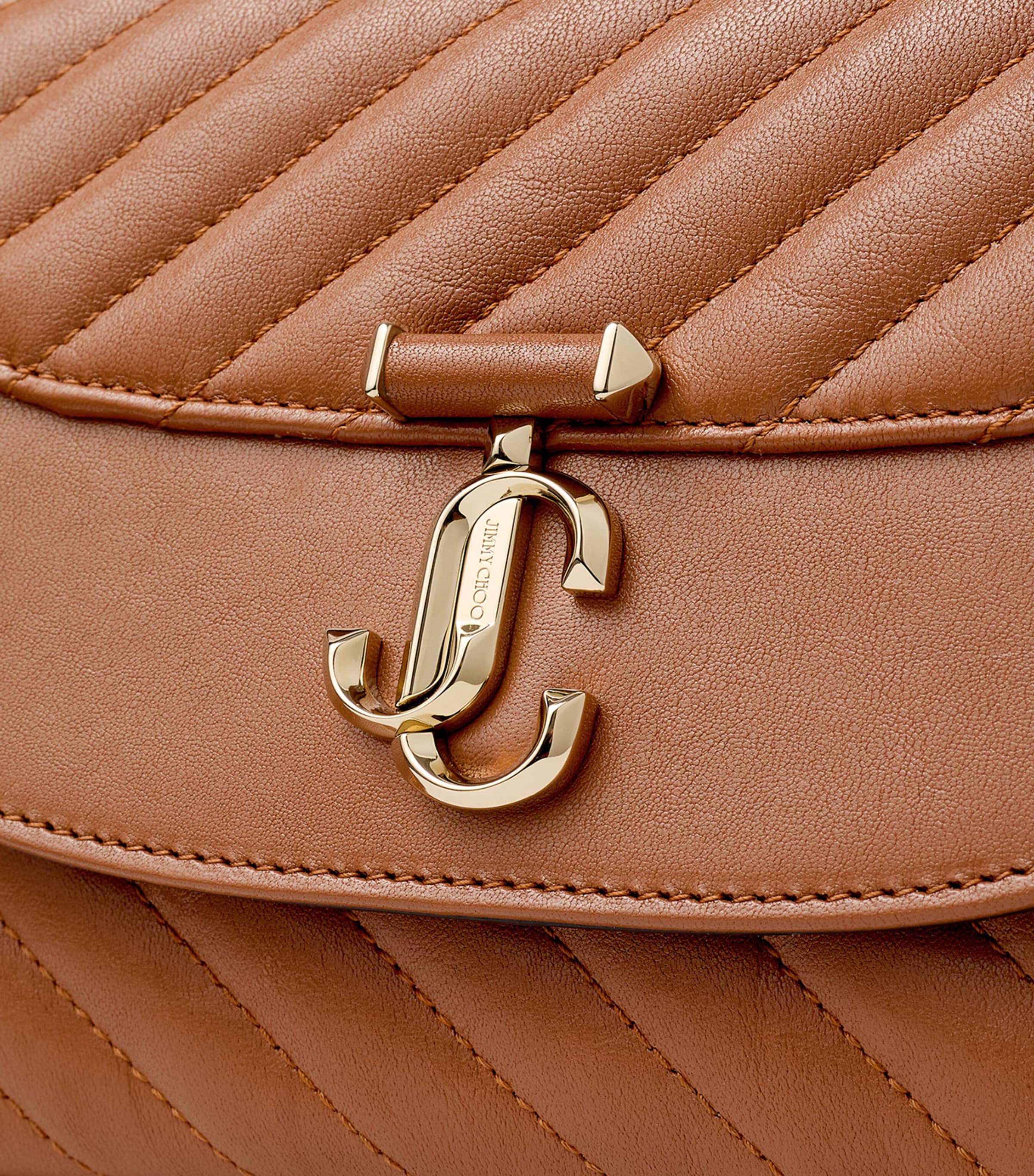 Jimmy Choo Leather Curve Top-Handle Bag Tan/shiny Gold Image 5